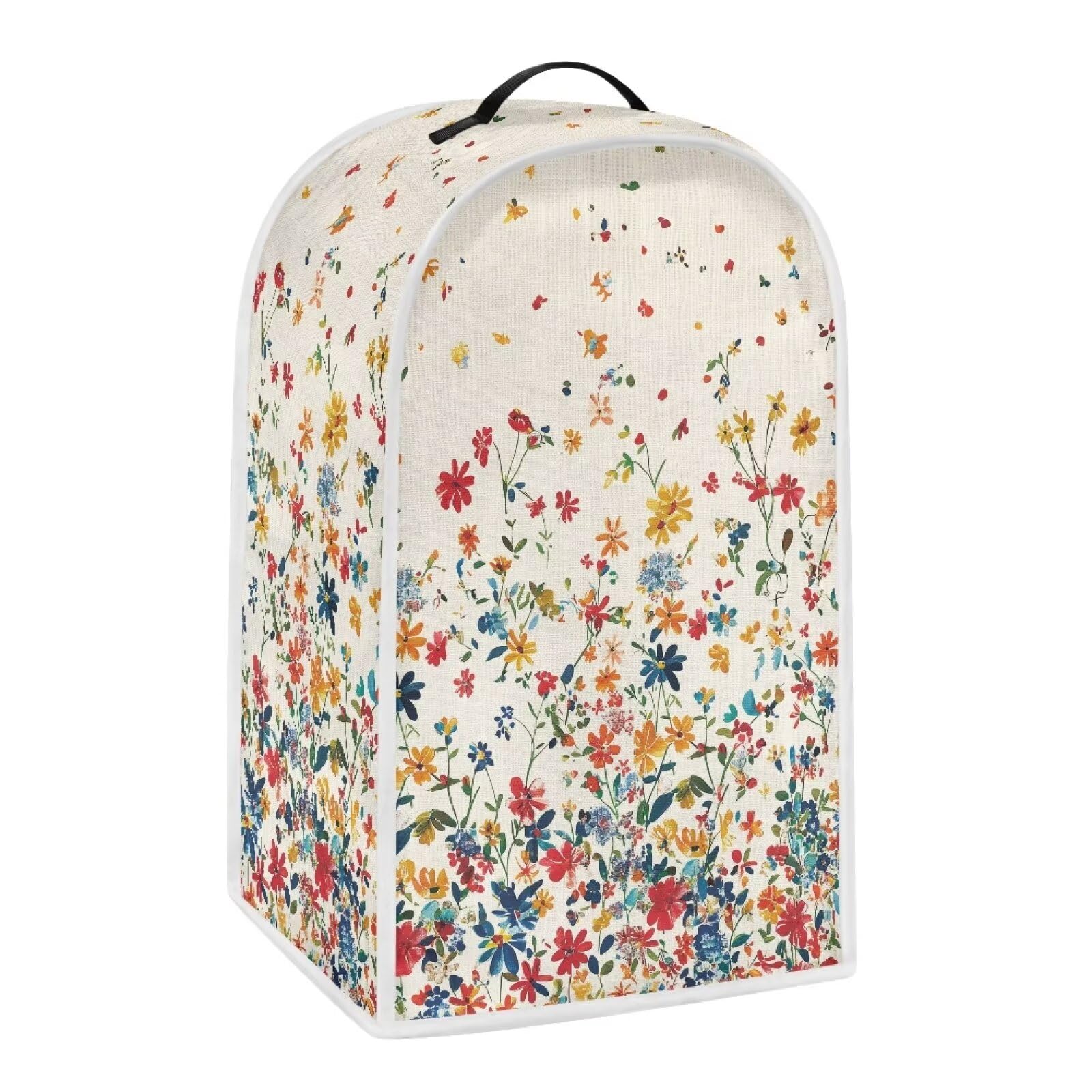 Kitchen Blender Dust Cover Food Processor Dust Cover with Durable Handle, Dust Protection Easy Cleaning Small Appliance Cover Coffee Maker Appliance Cover, Colorful Flower Beige