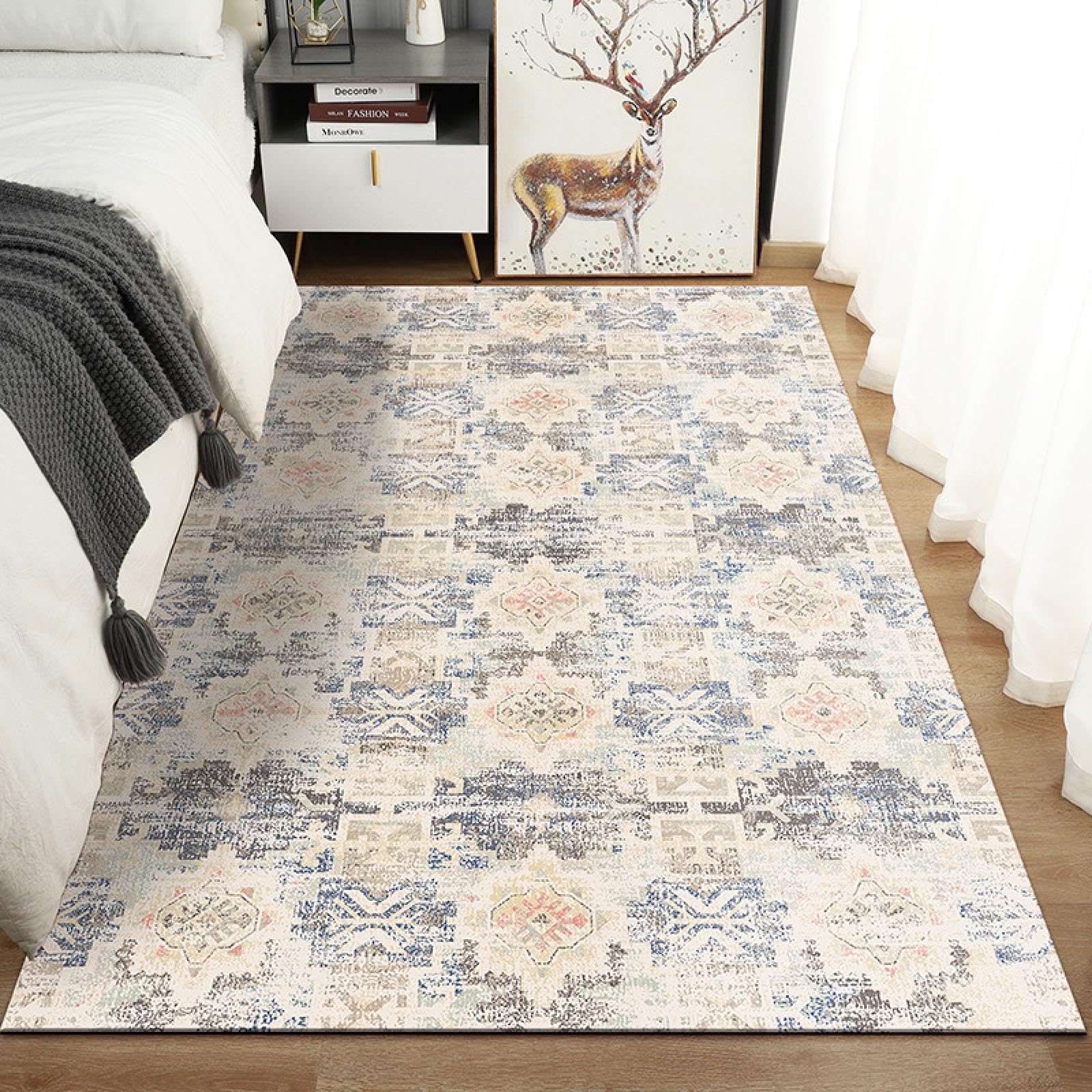 Tapis de sol doux imitation cachemire pour salon et chambre moderne