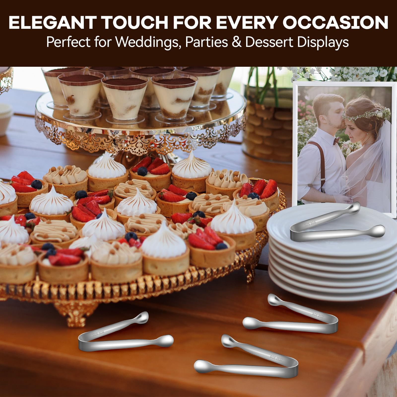 Mini Silver Tongs - Serving Sugar, Coffee & Appetizers -6