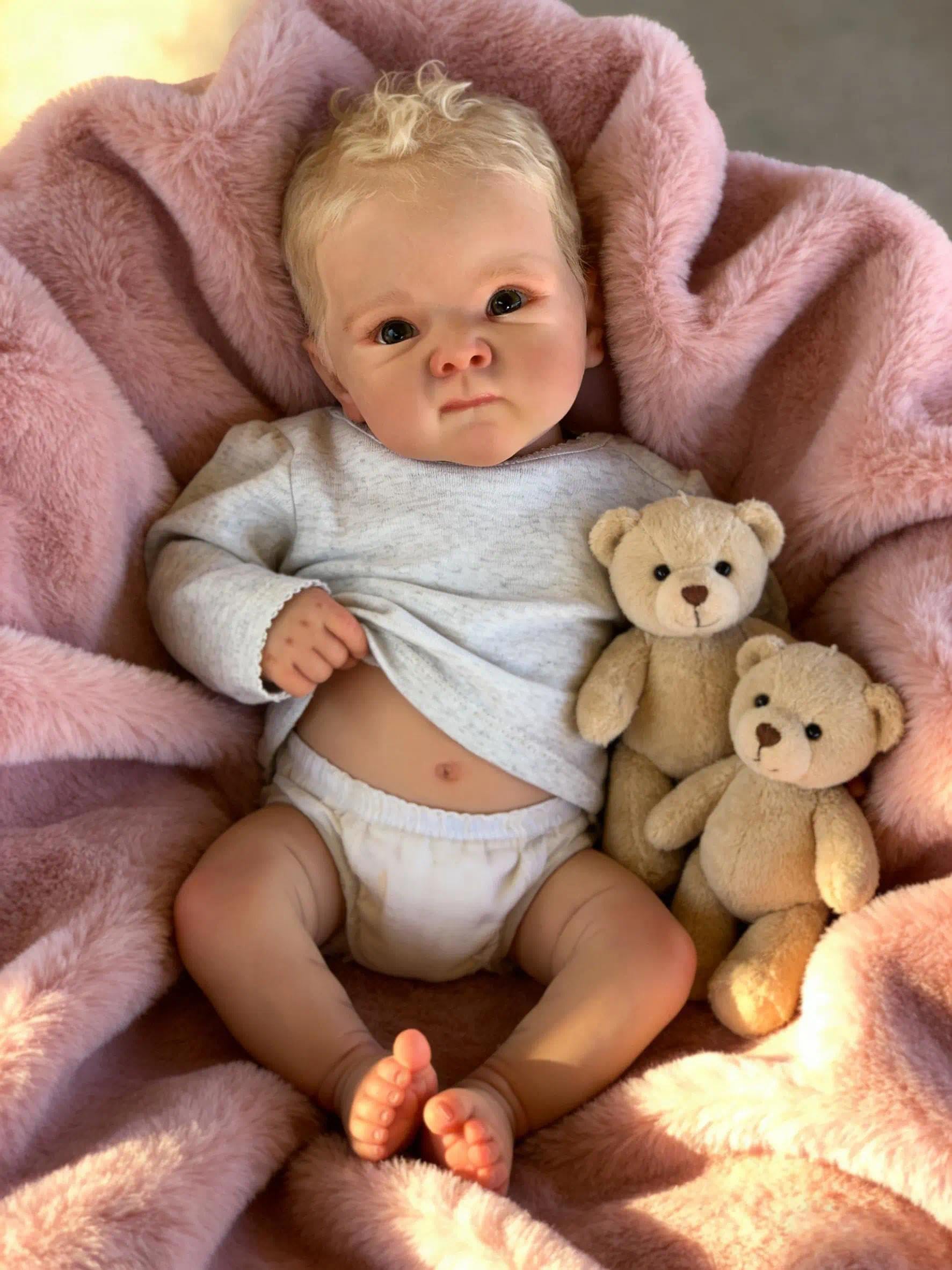 Zero Pam Bébé Reborn Réaliste Garcon, 18 Pouces Poupée Reborn Silicone Vinyle Plein Corps Garcon Poupée Reborn Qui Ressemble à Un Vrai Bébés Yeux Ouvert Bébé Reborn Poupee Nouveau-né (Champêtre)