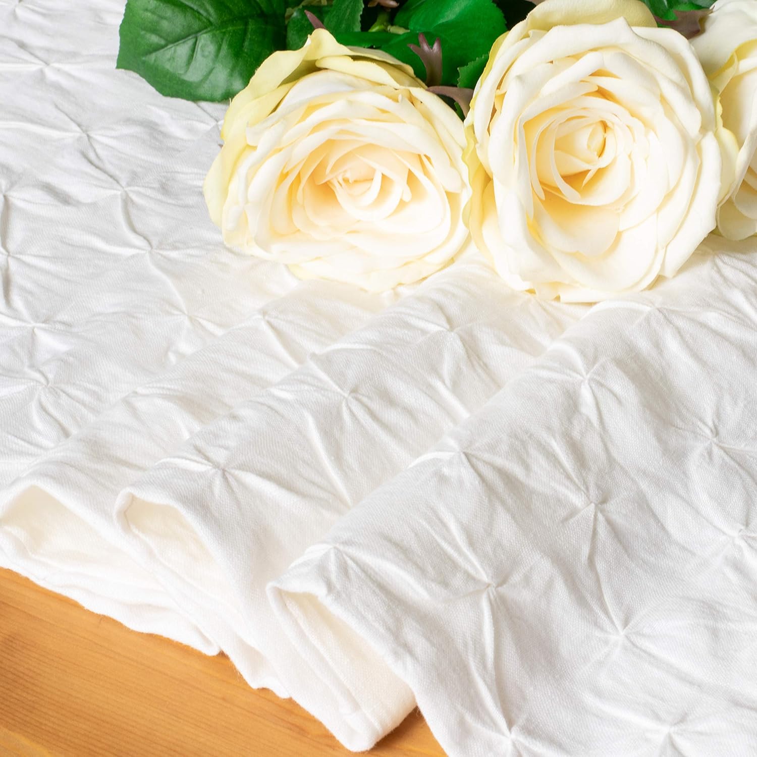 Cream Linen Dresser Scarf Table Runners (14x48 inch, Pack of 1, Pinch Pleat- Textured) Fabric Lined | Properly Finished, No Fray Edges | for Home, Kitchen, Dining Room, Holiday, Wedding Party Décor