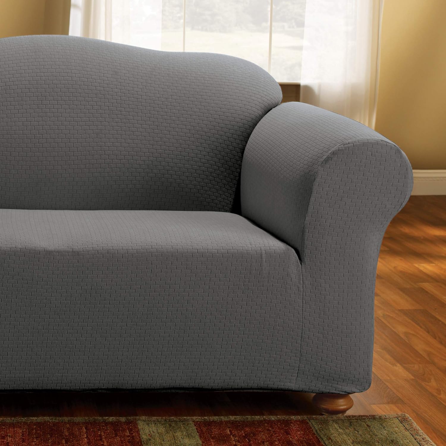 Surefit Slipcover-One Piece Form Fit-Up to 70 Inches-Machine Wash, Loveseat, Gray : Home & Kitchen