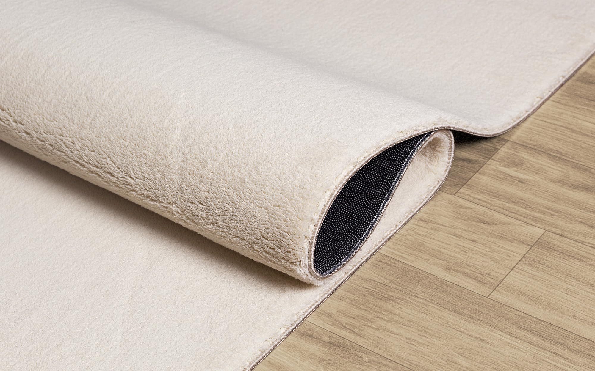 Kurzflor Teppich Relax, Anti-Rutsch, Waschbar bis 30°C, Super Soft, Beige, 200 x 280 cm