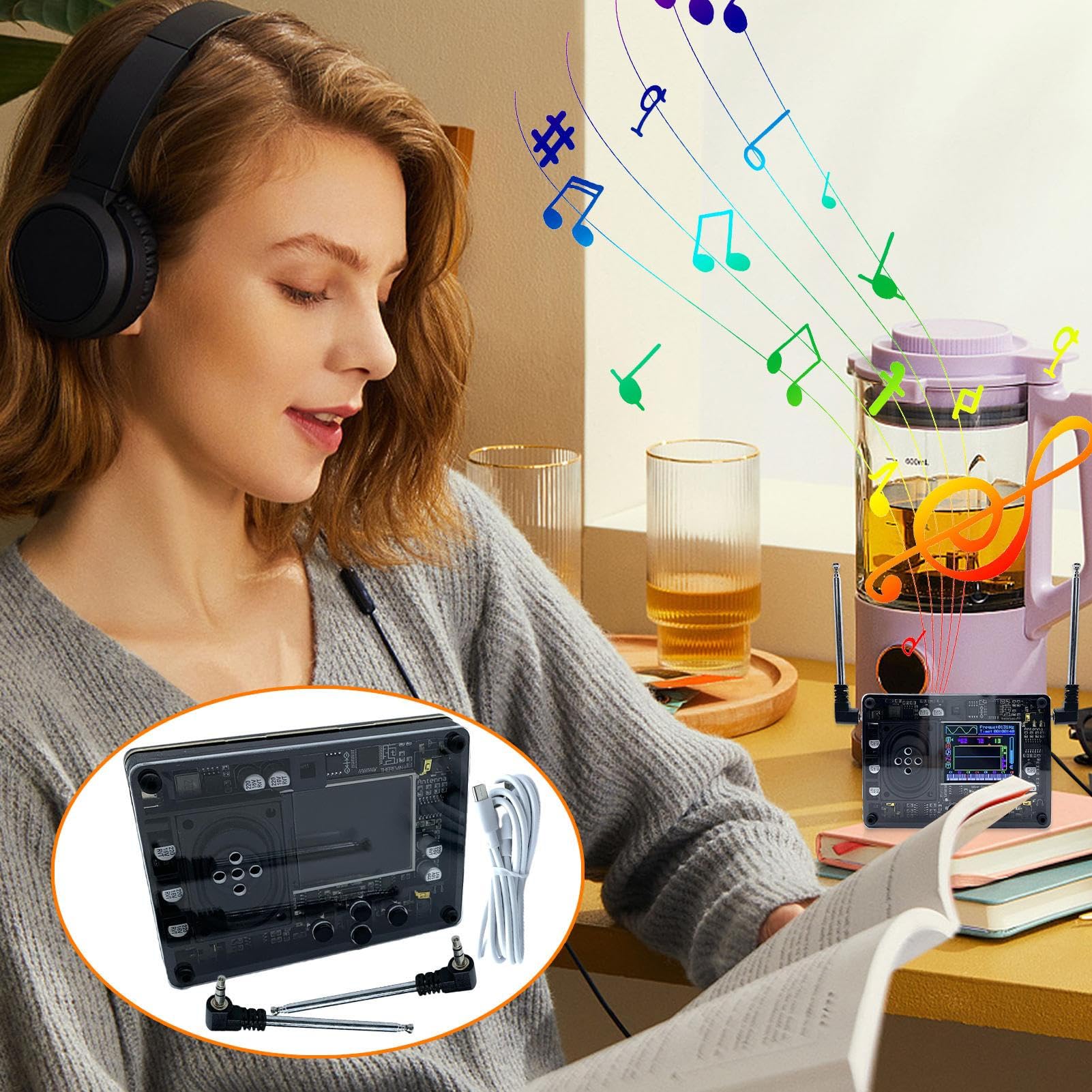 Generisch Strumenti Unici per Adulti,Strumenti Strani per Adulti | Schermo OLED Theremin - Strumento Musicale - Strumenti Tasti MultiSuono Retro Per Viaggiare