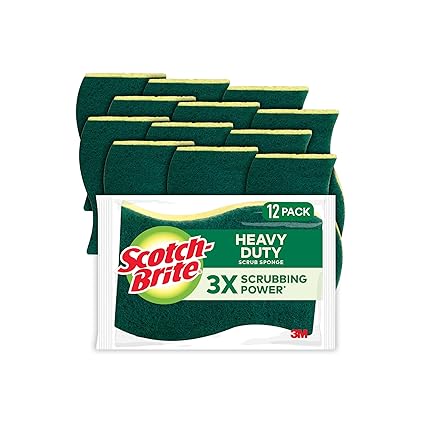 Scotch-Brite Heavy Duty Scrub Sponges, for Washing Dishes and Kitchen Use, 12 Scrub Sponges