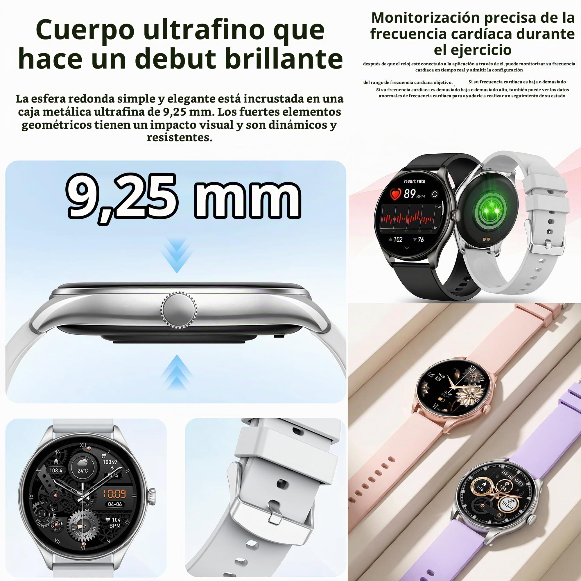 Reloj Inteligente Mujer con Llamadas, 1,46 Pulgada Smartwatc Hombre Deportivo con Podometro Pulsometro SpO2 Sueño Presion Arterial Actividad 5ATM Reloj Digital para iOS Android (Negro)