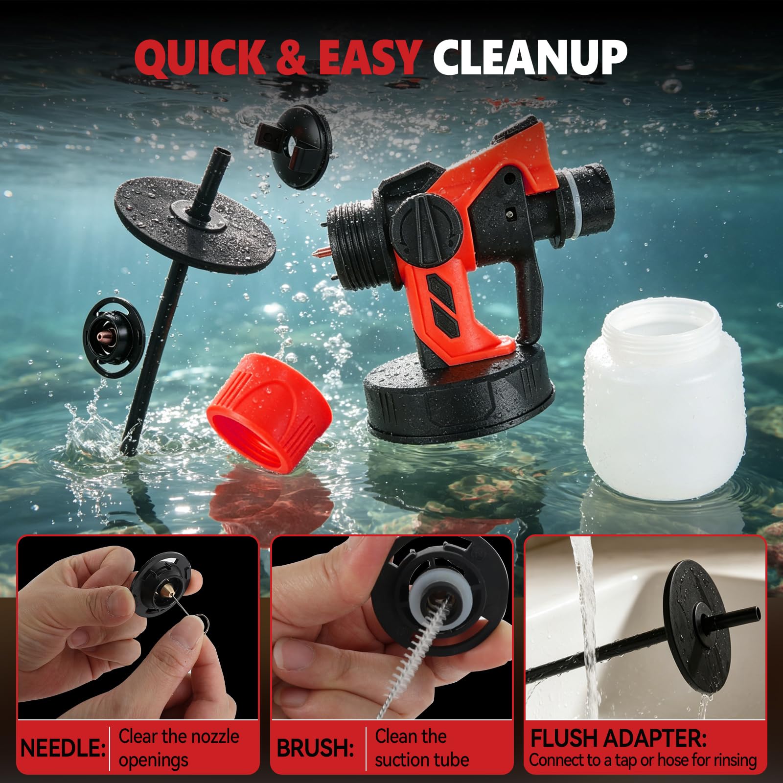 Spruzzatore di vernice senza fili compatibile con Milwaukee 18 V, pistola a spruzzo elettrica HVLP con 4 ugelli in rame e 3 motivi per pareti di recinzione, pittura fai da te della casa