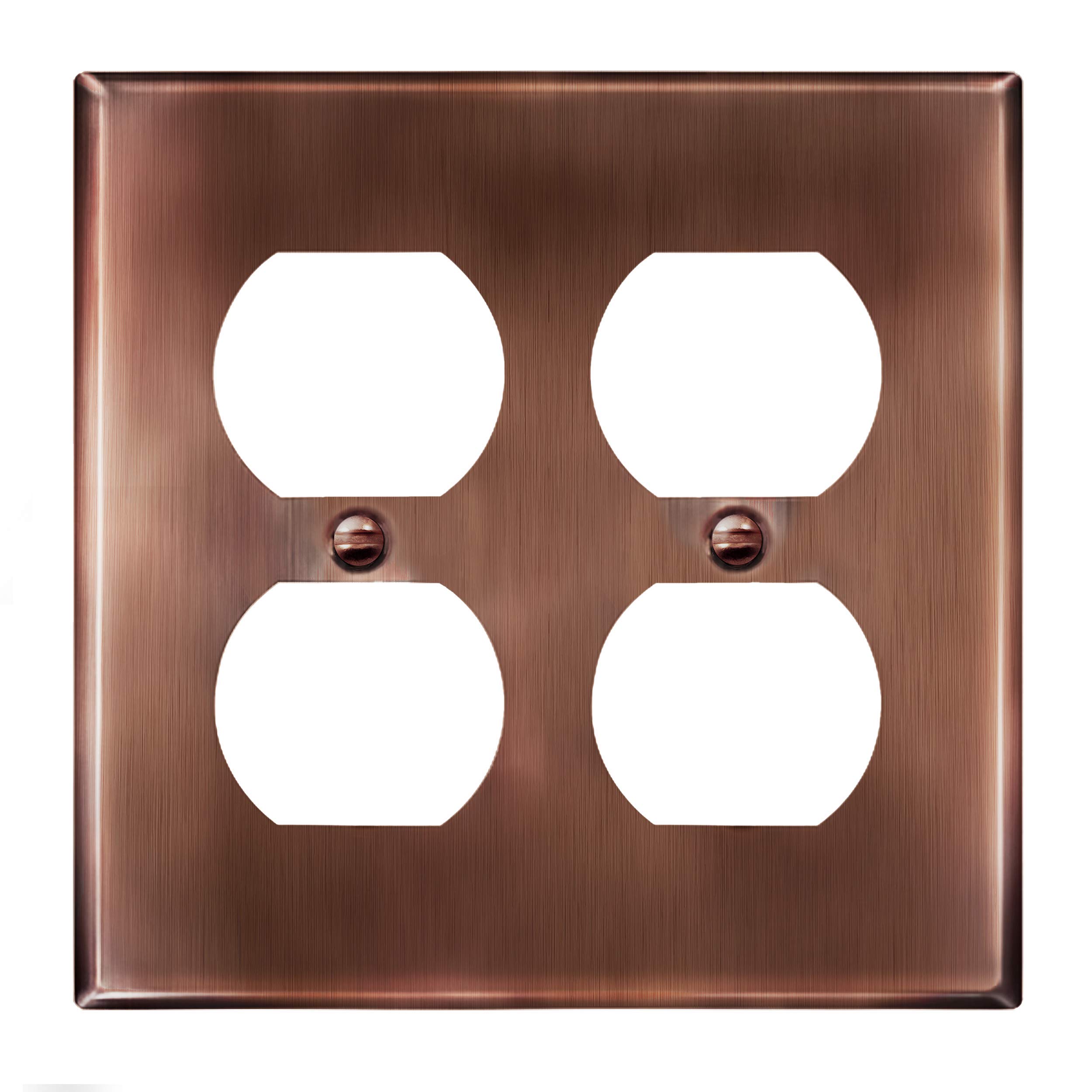 ENERLITES Antique Copper Double Duplex Receptacle Metal Wall Plate, Outlet Cover, Corrosion Resistant, Standard Size 2-Gang 4.50" x 4.57", Stainless
