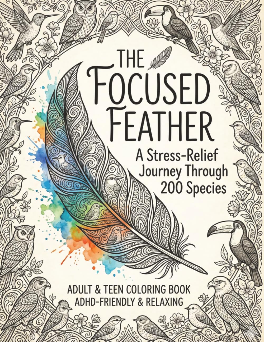 The Focused Feather: A Stress-Relief Mandala's Pattern Journey Through 200 Species