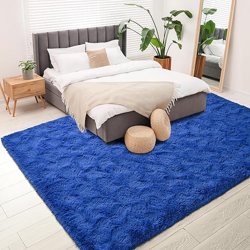 Miniatura 4 de Keeko Alfombra de Área de 3 x 5 pies para Dormitorio y Sala de Estar, Alfombra de Cabecera de Felpa Esponjosa, Alfombras Modernas para Entrada