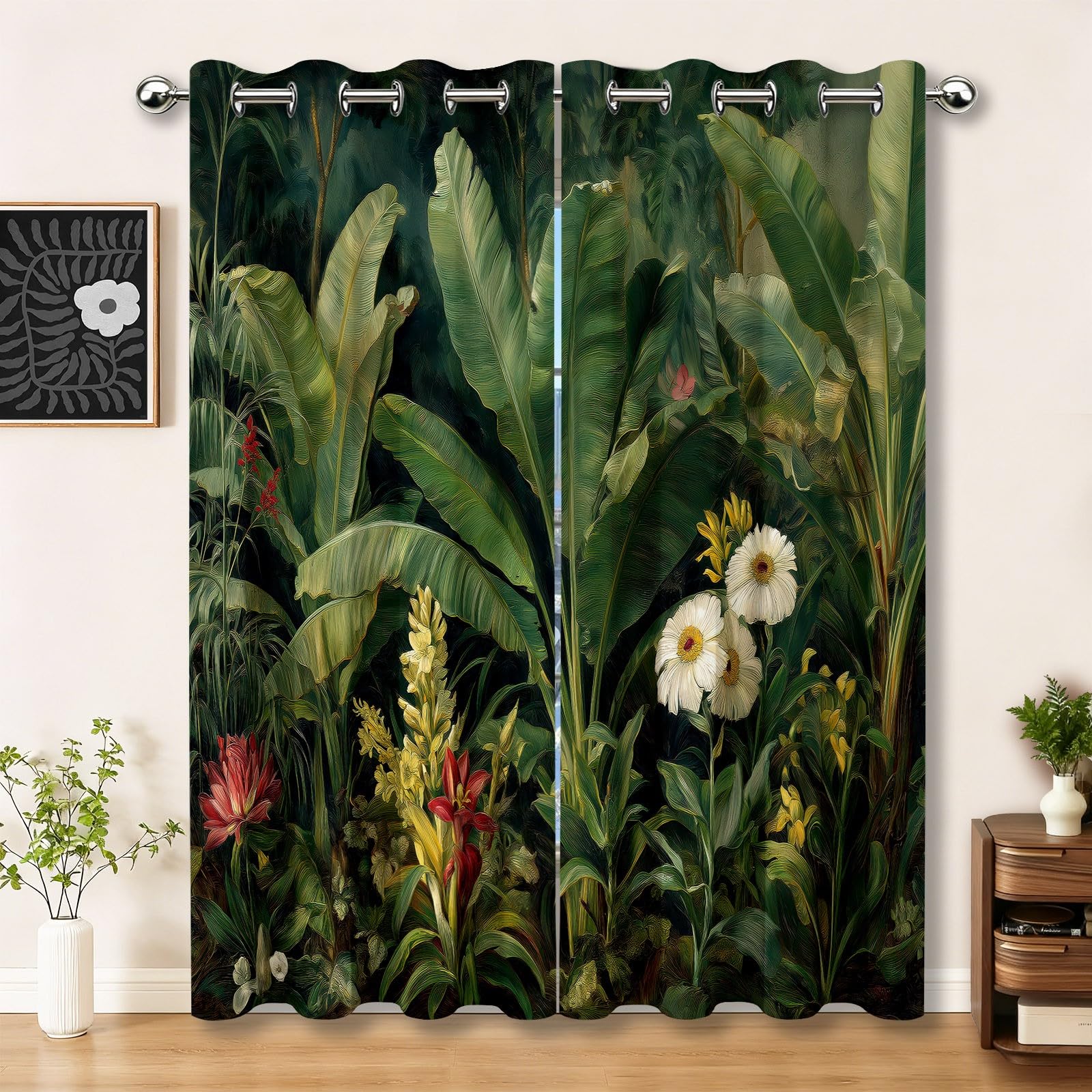 Rideaux occultants vert jungle isolant thermique 117x183