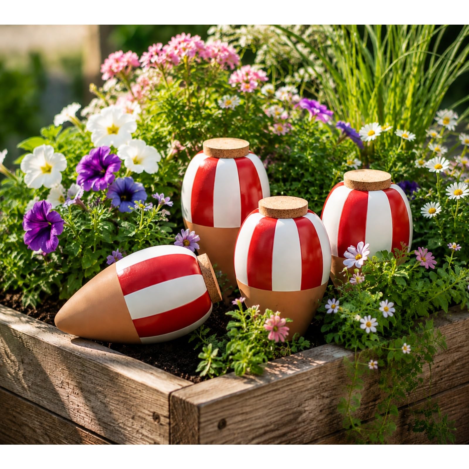 Oyas a Planter Terre Cuite, Distributeur Eau Plante 4Pcs, Pointes Auto-arrosantes en Terre Cuite, Globes Arrosage Automatique Interieur pour Plante, Cônes d'argile (Rouge)