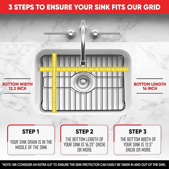Better Houseware Sink Protectors for Kitchen Sink, Protective Metal Grid, 16x12.3x1 inches, Almond Kitchen Sink Mat to Shield Sink Base from Scratches, Rust-Resistant Coating, M