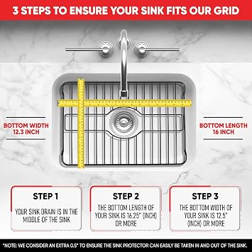 Better Houseware Sink Protectors for Kitchen Sink, Protective Metal Grid, 16x12.3x1 inches, Almond Kitchen Sink Mat to Shield Sink Base from Scratches, Rust-Resistant Coating, M