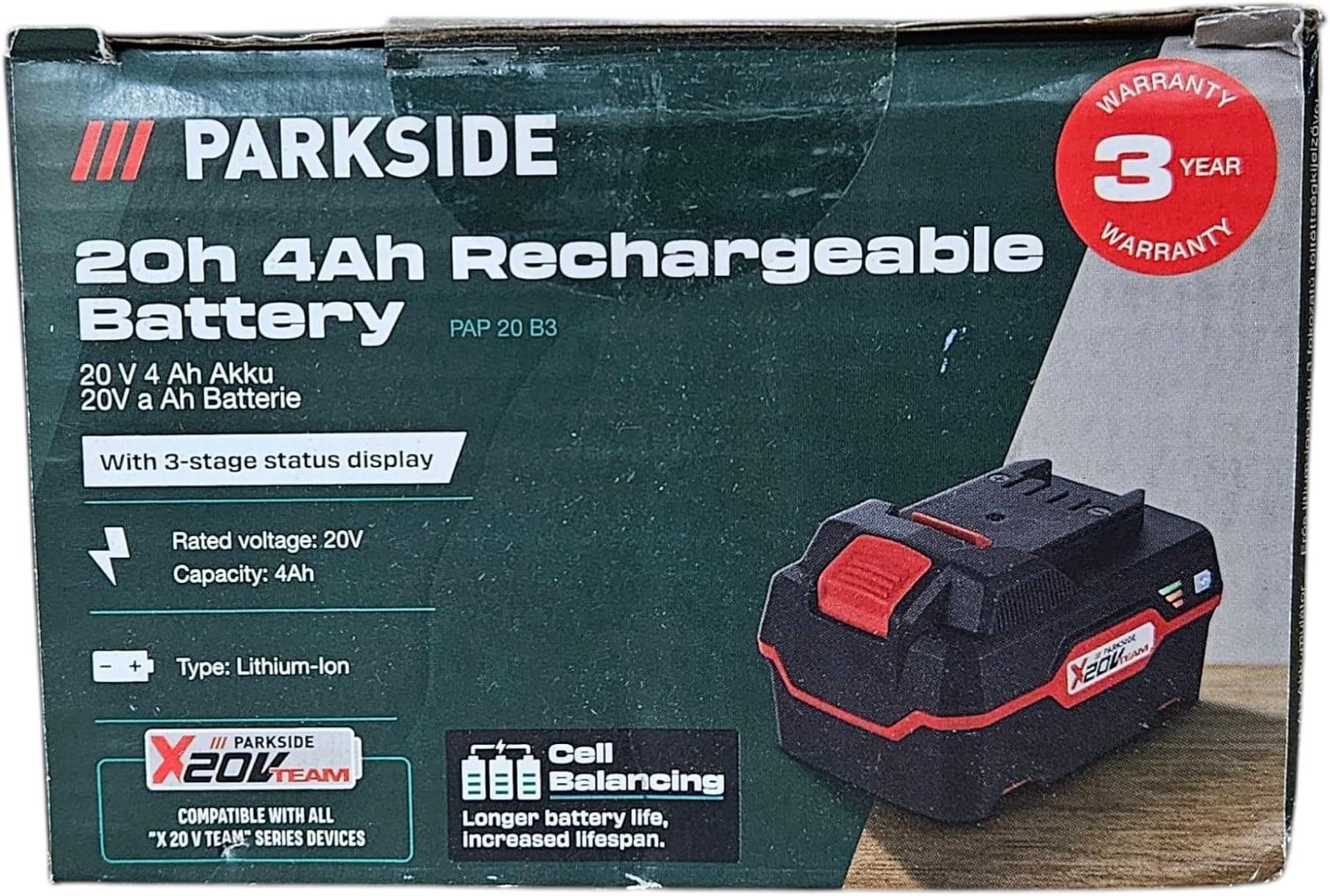Parkside XTEAM Series Lithium Ion Battery 20 V 4Ah