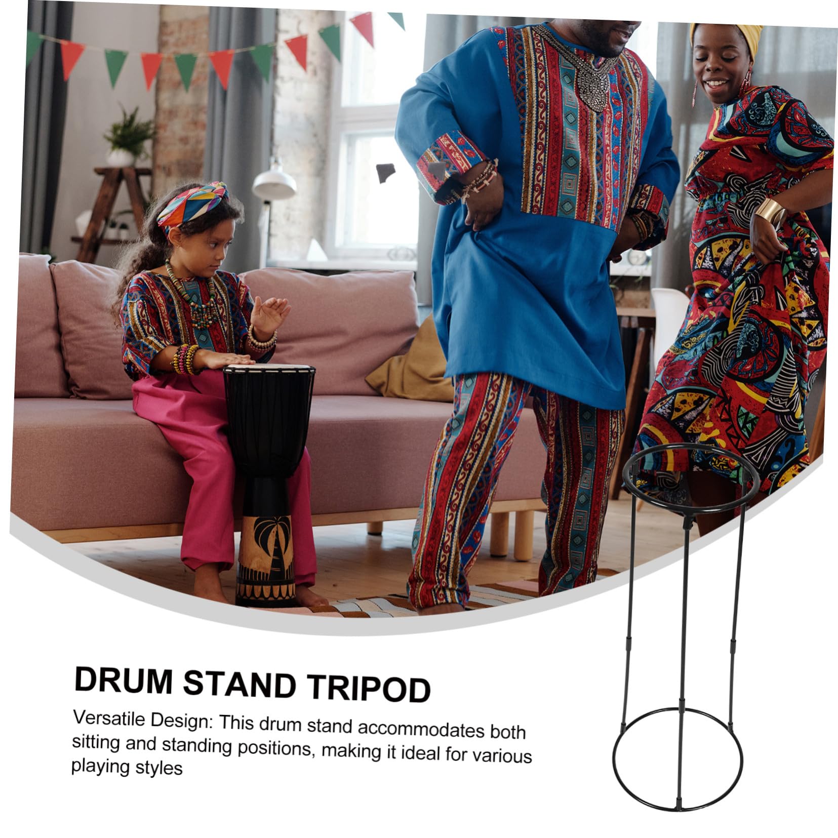 PRETYZOOM Soporte Ajustable para Djembe Africano para Adultos Soporte Ergonómico para Tambores de Mano Diseño Compacto y Ligero para Tocar Sentado para Principiantes y Grupo
