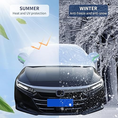 Miniatura 2 de Hrozny Cubierta de nieve para automóvil, cubierta de medio automóvil, sedán, impermeable, para todo tipo de clima, cubierta de parabrisas de