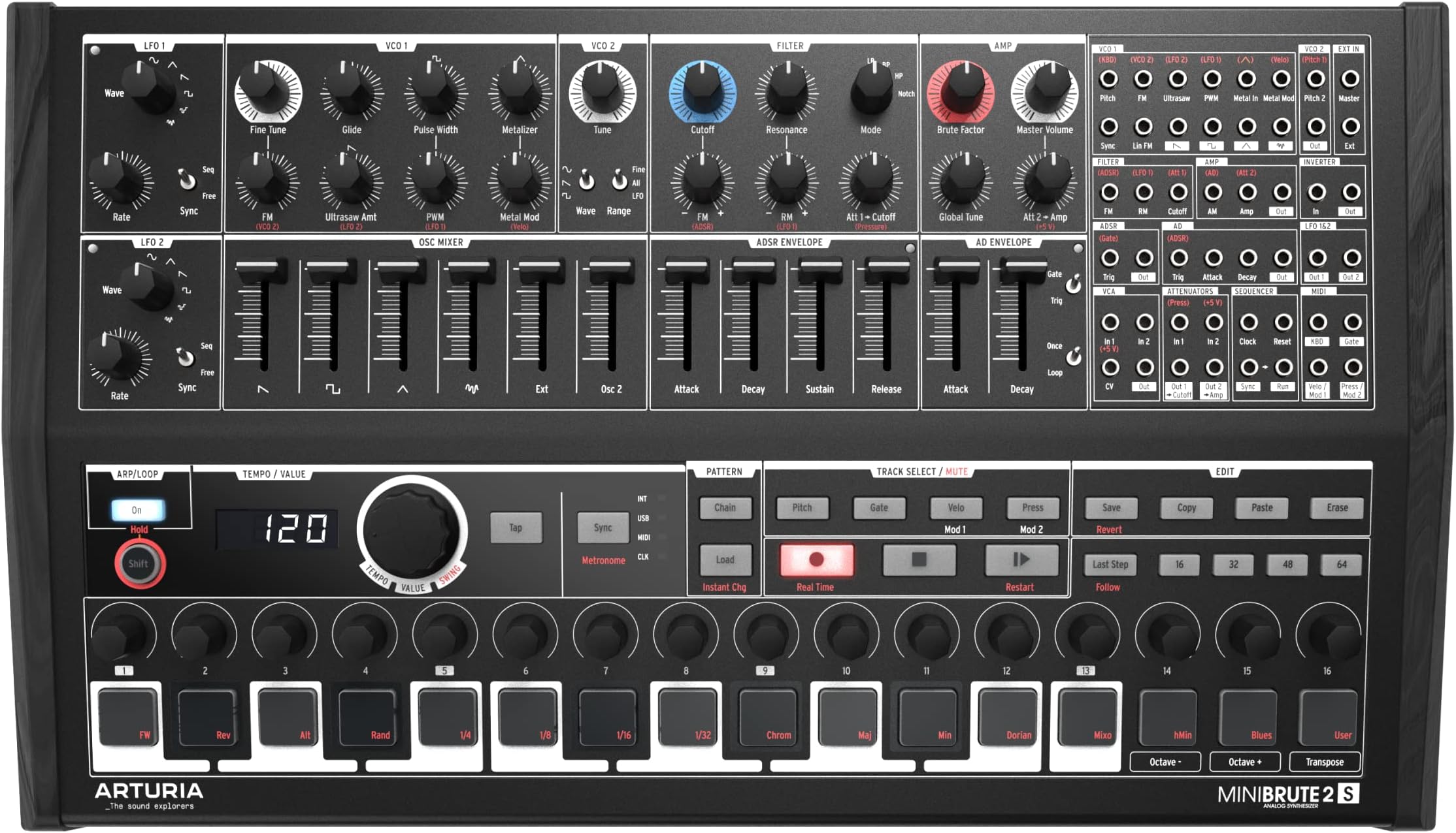 MiniBrute 2S Semi-Modular Analog Synthesizer and Step Sequencer