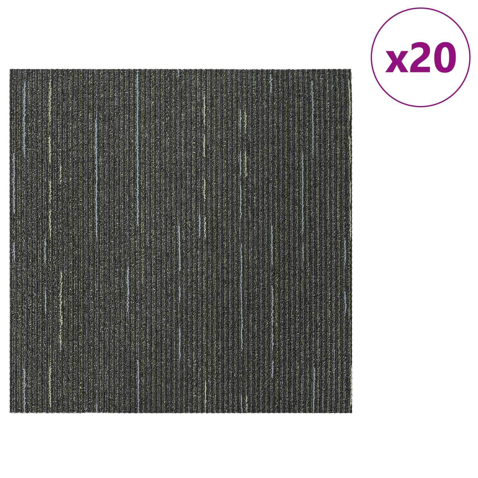 Teppichfliese Gestreift Hellgrün 50 x 50 cm 20 Stück PP Bitumen Innenbereich vielseitiger Bodenbelag für Wohnzimmer Schlafzimmer mit Trittschalldämmung einfache Pflege und Austausch