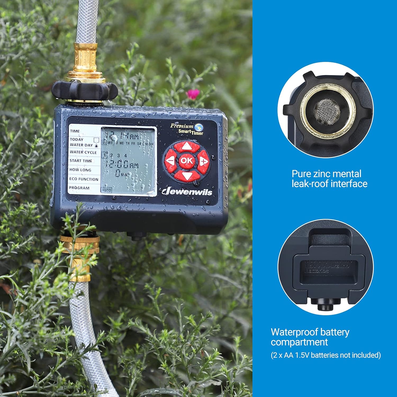 DEWENWILS Water Sprinkler Timer Programmable, Outdoor Garden Hose Timer with 4 Programs and ON/Off Repeat Function, Automatic Faucet Watering Timer for Yard Lawn Irrigation, Auto Manual Rain Delay : Patio, Lawn & Garden