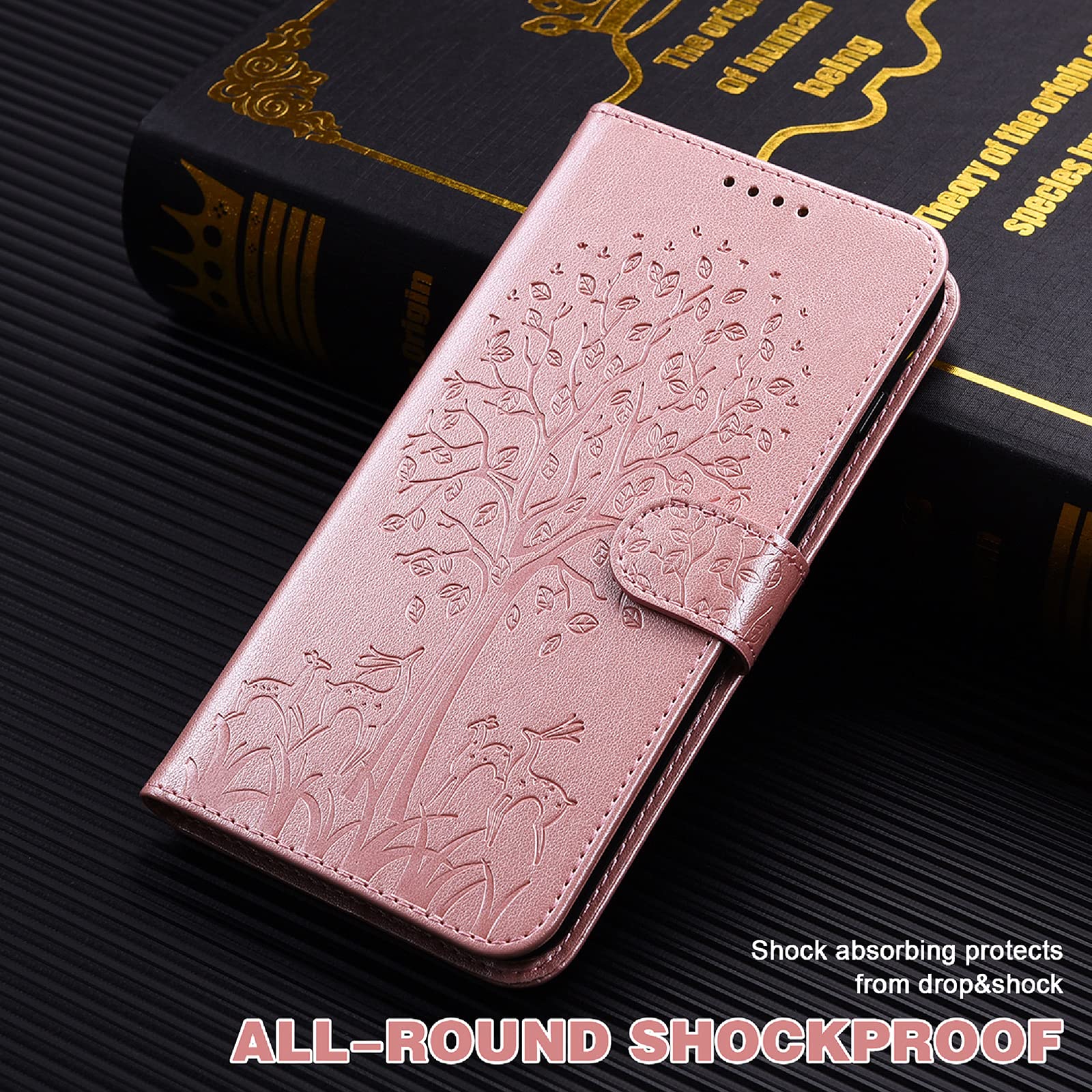 Cover Portafoglio Per Google Pixel 6 | Custodia In PU Pelle Con Slot E Supporto (Grigio, Motivo Cervi)