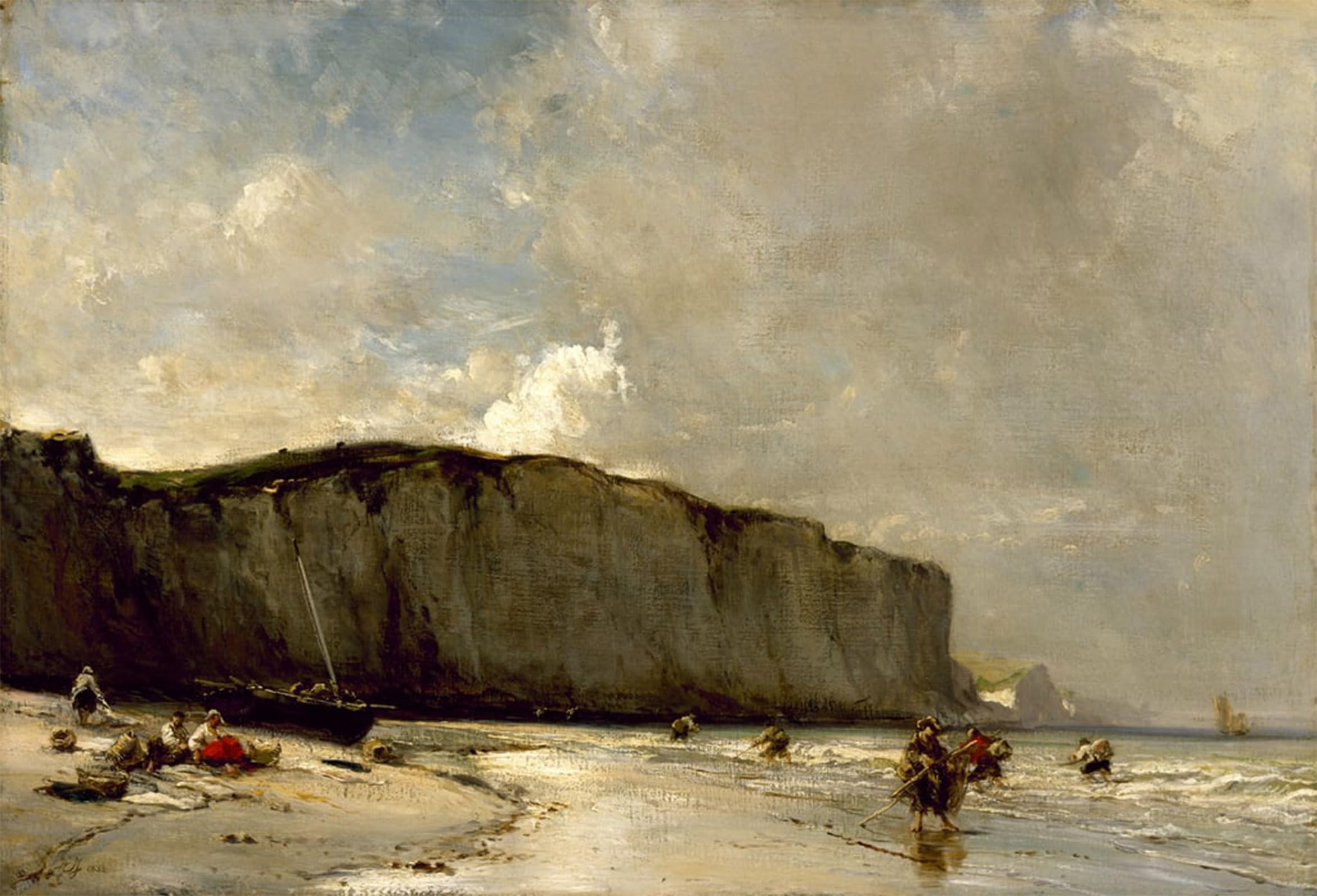 SERENDIPITP Vintage Wall Art Canvas Nordic Poster Canvas Print Picture View Along the Norman by Eugene Isabey Wall Art Poster for Home Decor 60x90cm