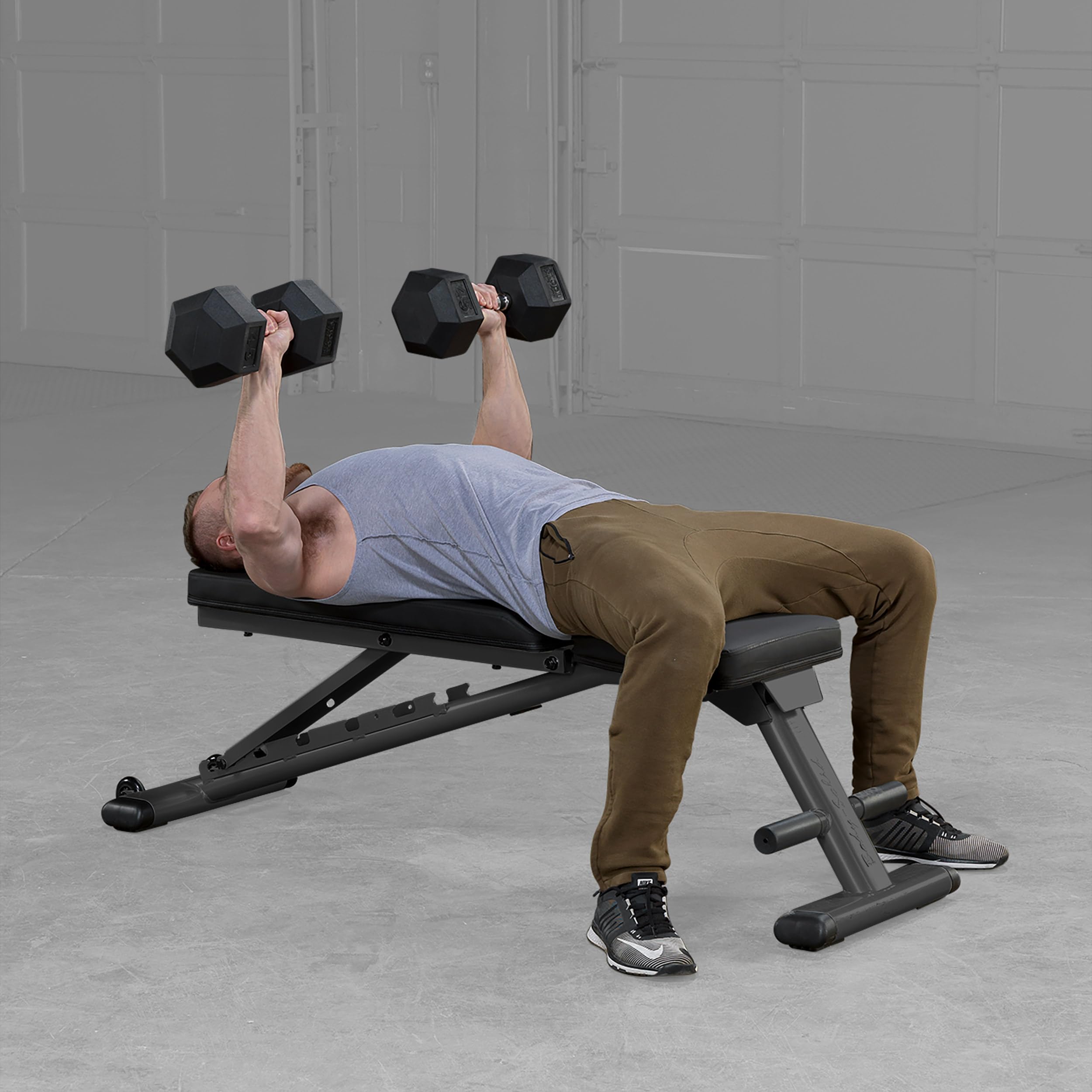 (GFID225B) Adjustable Weight Bench for Full Body Workout, 7-Position Easy Ladder Adjustment, No Assembly Required, with Incline, Decline & Flat Settings, Black | 7-Position Easy Ladder Adjustment. No Assembly Required. Includes Incline. Decline