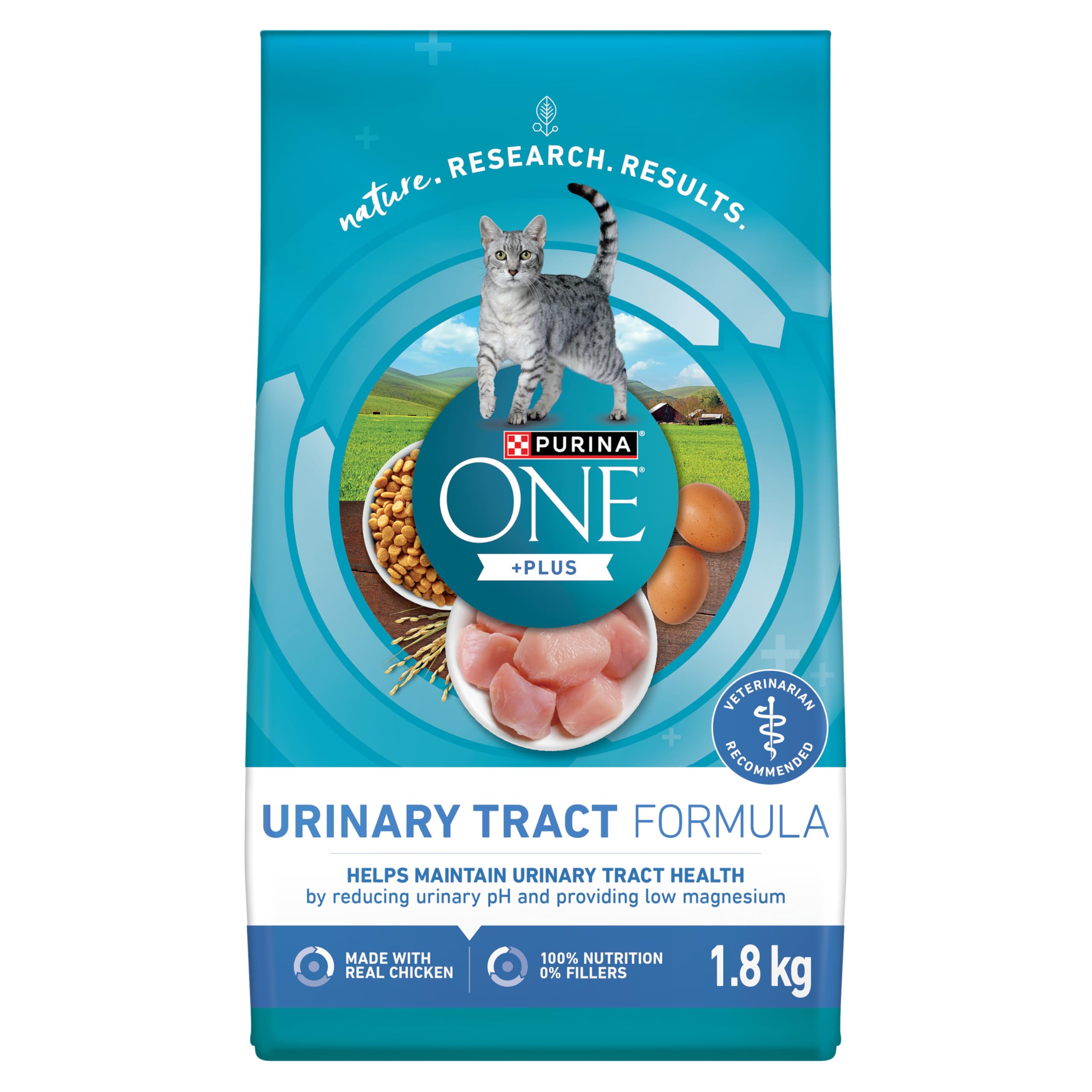 Purina ONE +Plus Dry Cat Food, Urinary Tract Formula Chicken - 1.8 kg Bag image 1