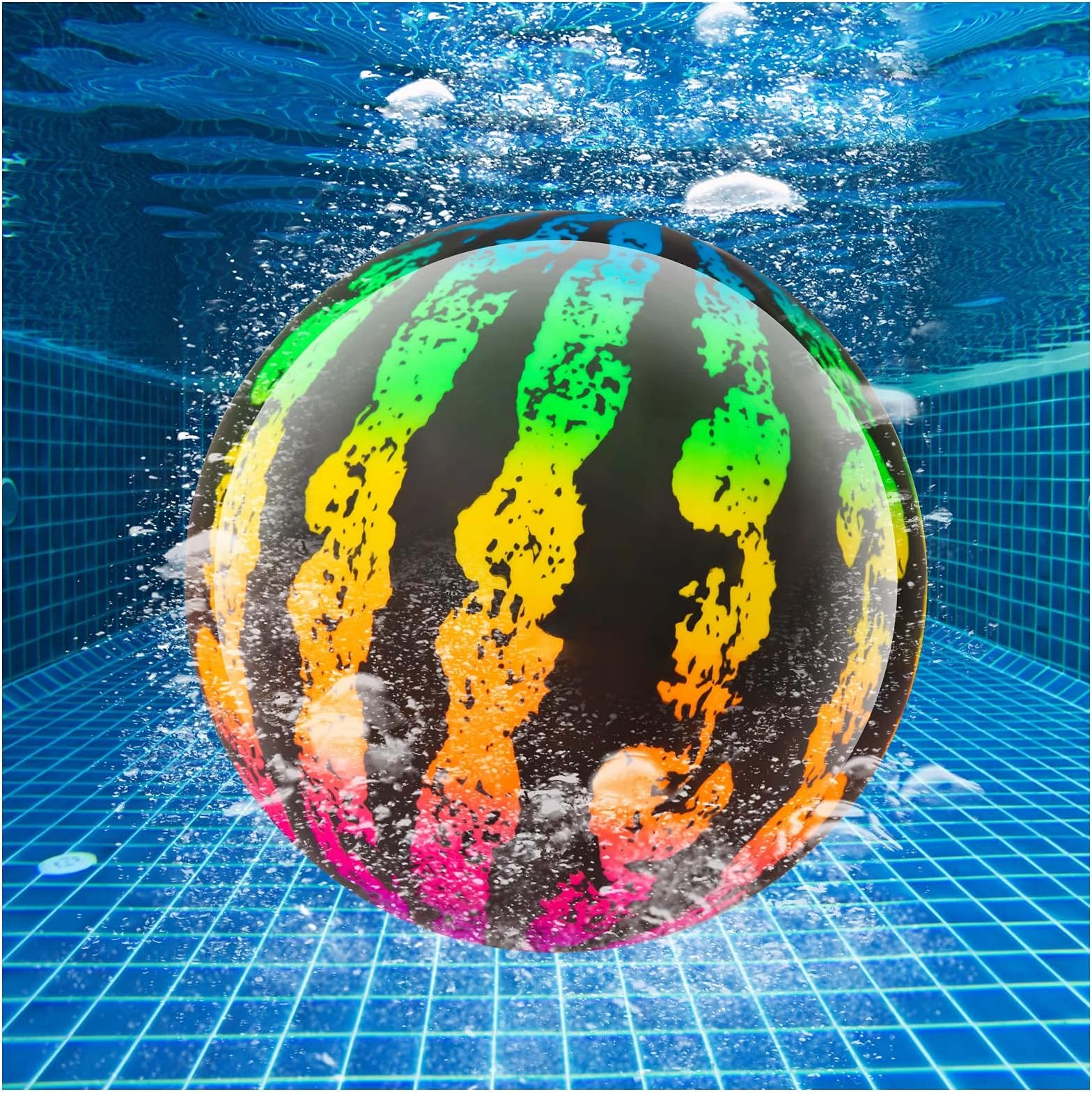 KXCOFTXISwimming Pool Diving Ball, Teen Swimming Pool Game Ball for Under Water Passing Dribbling, Anti-Fading Adults Water Pool Ball with Water Injection Connector, for Family Outdoors Game (9 in)