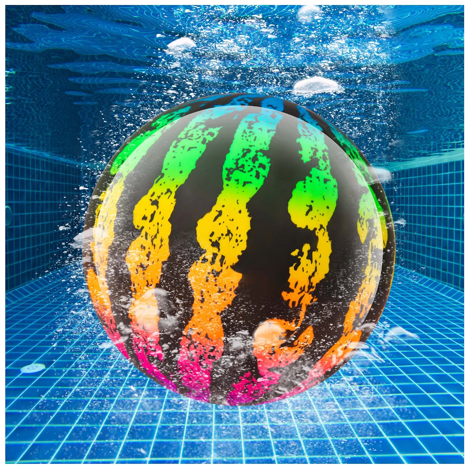 KXCOFTXI Swimming Pool Diving Ball, Teen Swimming Pool Game Ball for Under Water Passing Dribbling, Anti-Fading Adults Water Pool Ball with Water Injection Connector, for Family Outdoors Game (9 in)