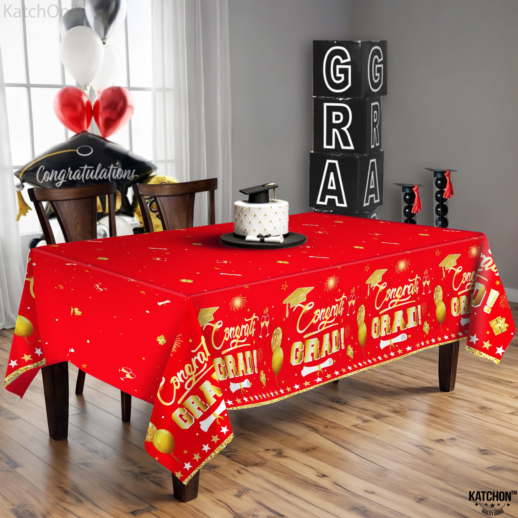 KatchOn, Red and Gold Grad Tablecloth - XtraLarge 54x108 Inch, Pack of 3, Gold and Red, 70.9 x 47.2 inch (Rectangular) - Image 3