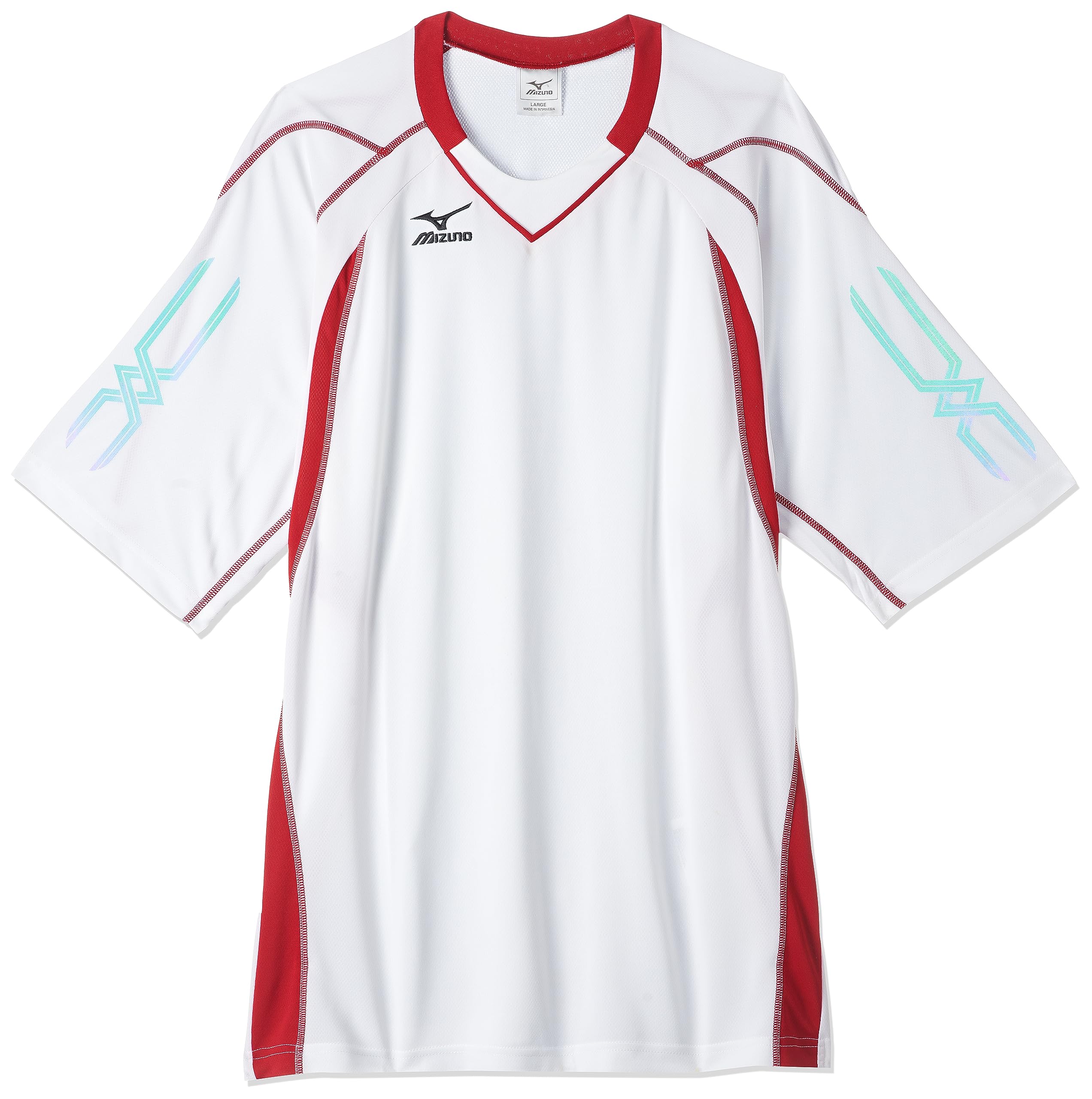 Mizuno Z59HV80076 Dry Science Short Sleeve Jersey for Men, X-Large, White/Red