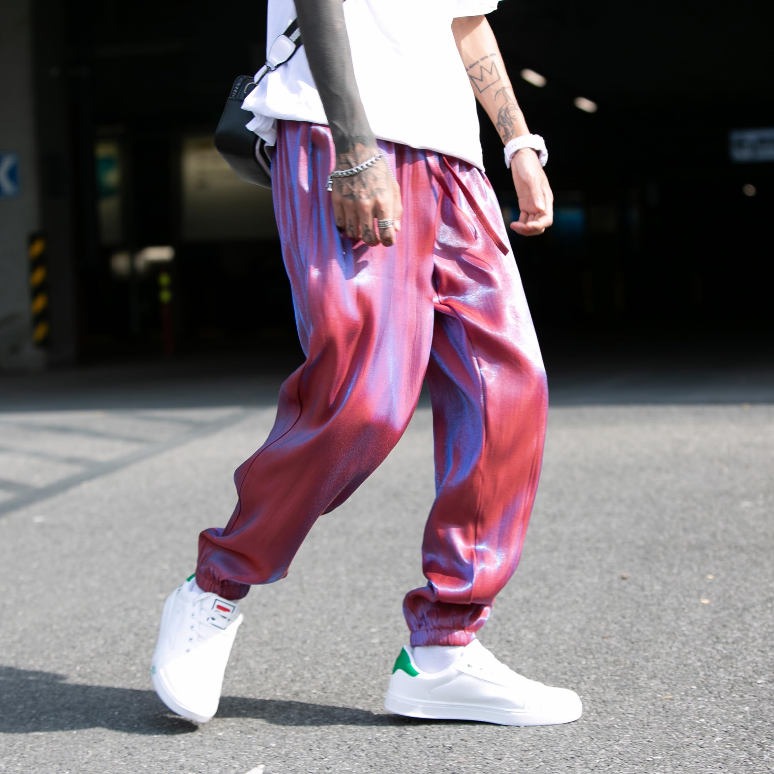 Proste luźne spodnie do biegania dla mężczyzn, styl casual, hip-hop, streetwear, elastyczny ściągacz