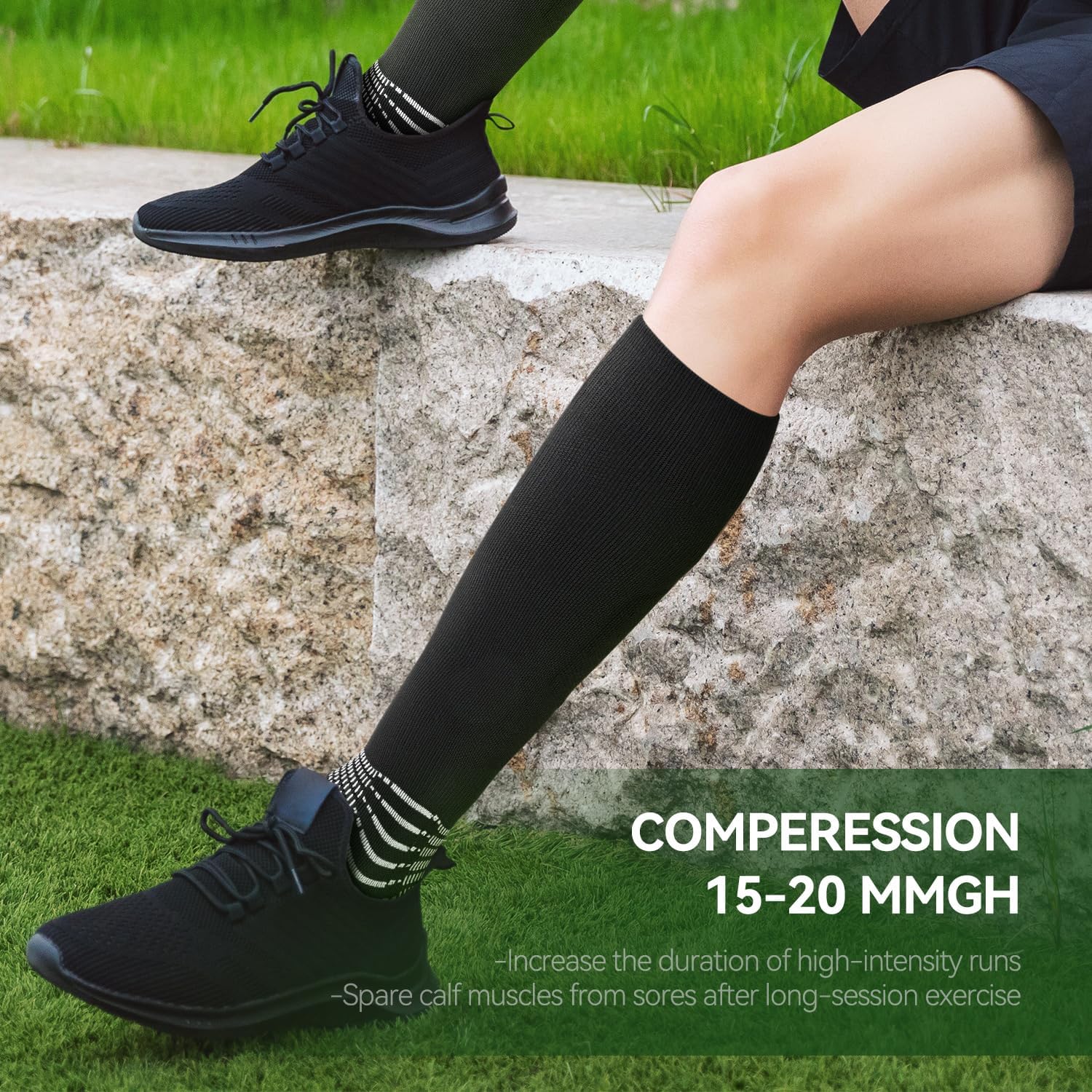 IRAMY Compressive Soccer Socks Ankle Compression Support Coolmax Wicking Anti-Slip Football Baseball Softball 1/2/3 Packs - Image 3