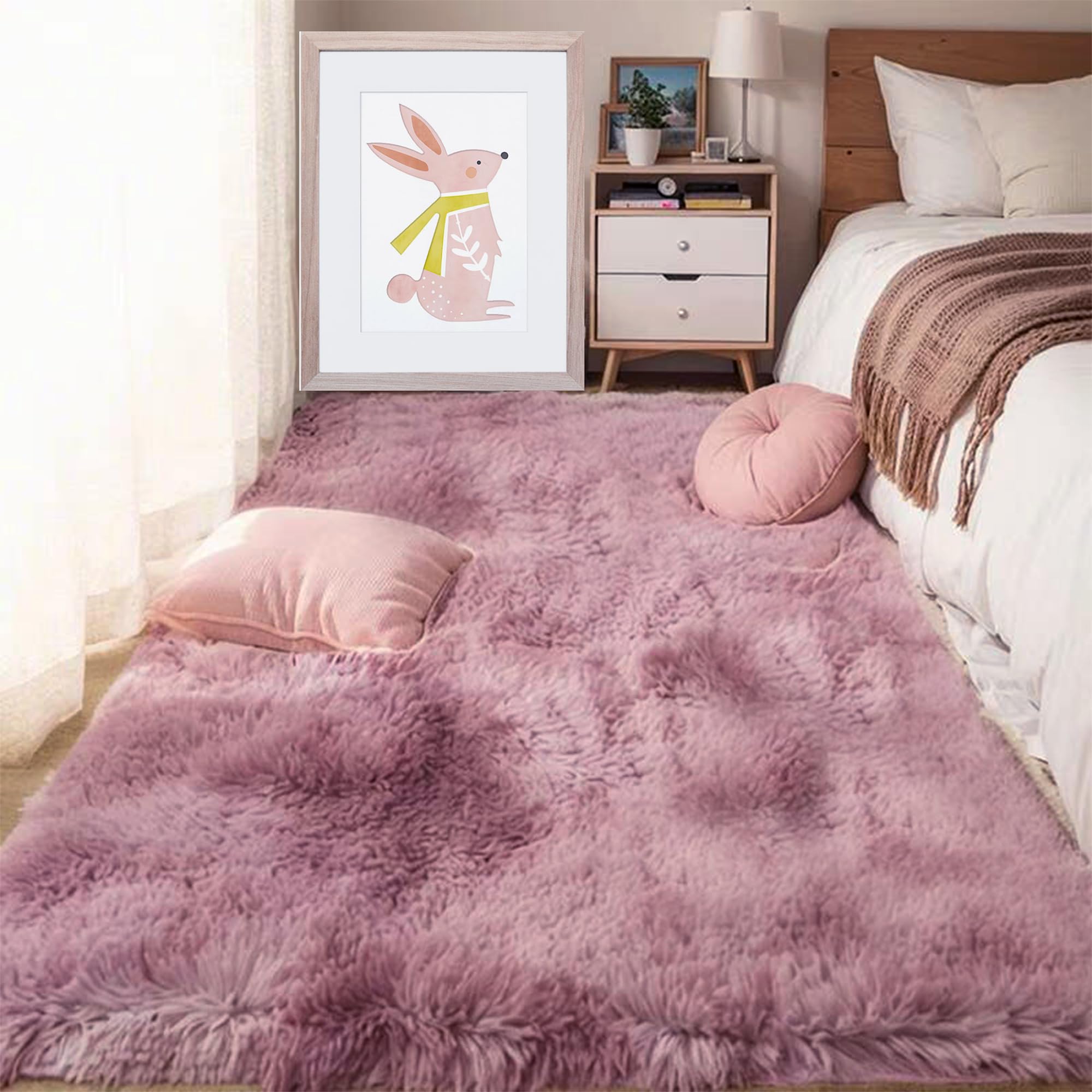 Tapis de salon 180 x 330 cm rose pourpre antidérapant