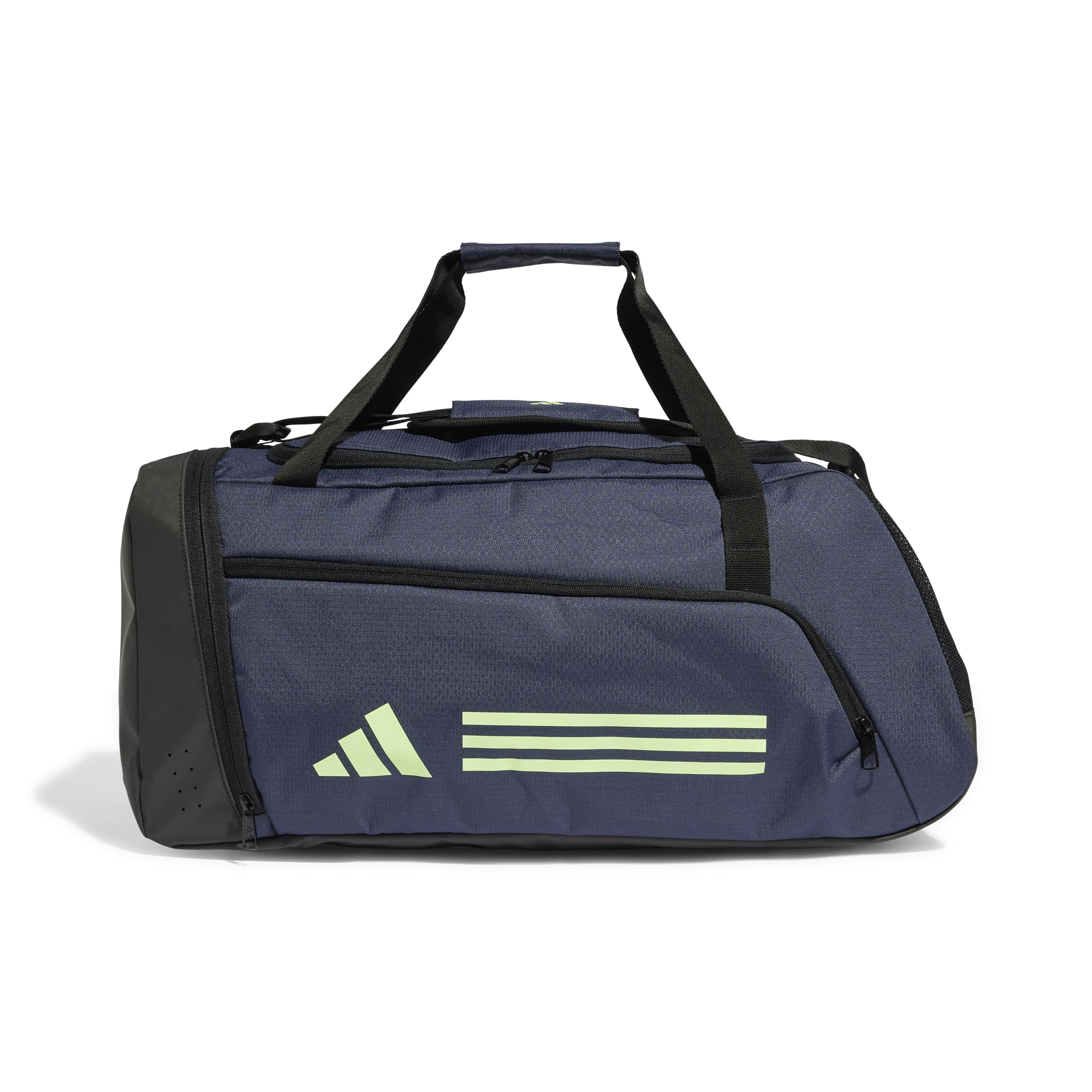 Adidas Unisex Essentials 3-Stripes Duffel Bag, Shadow Navy/Green Spark, M
