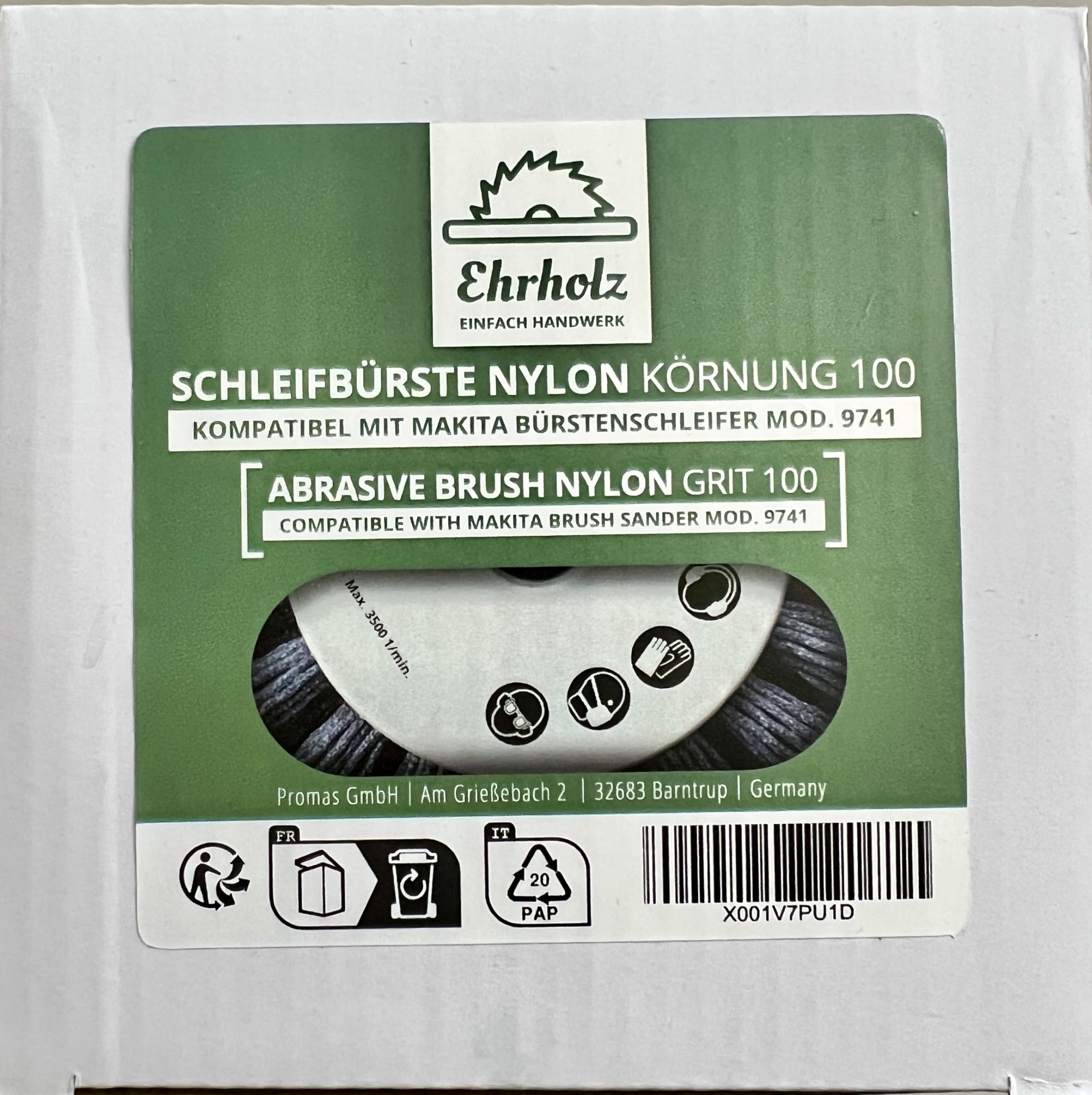 Ehrholz Sanding Brush Suitable for Makita Sander 9741, Grey, Körnung 100 - Image 2