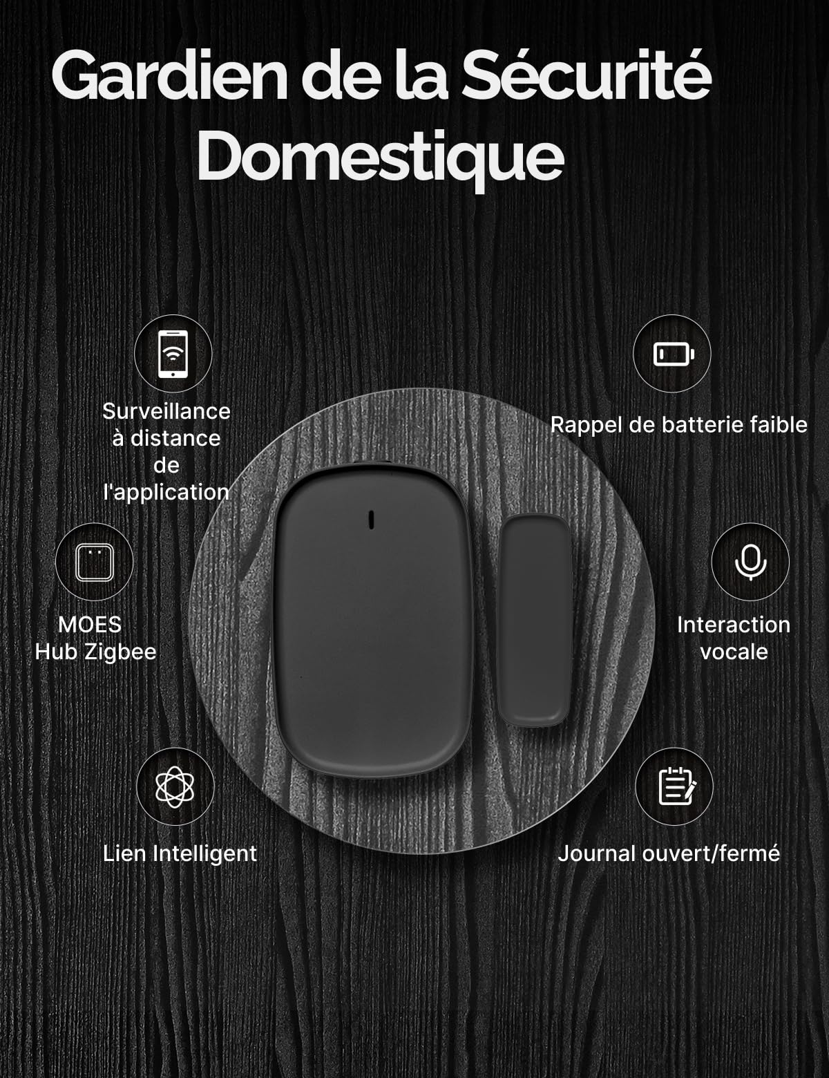 MOES Capteur de Porte et Fenêtre Intelligent ZigBee, 3PCS | Détecteur sans fil pour alarme et maison, nécessite ZigBee Tuya Gateway, compatible Smart Life