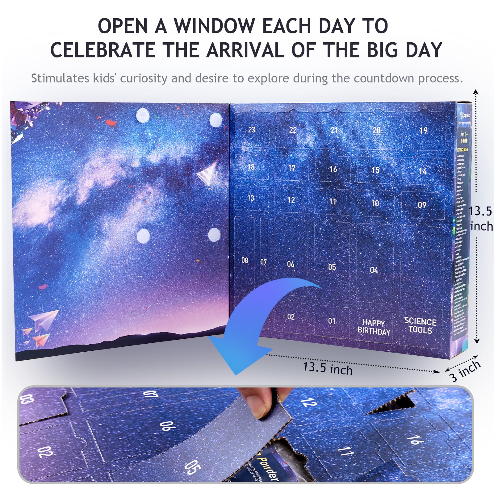 Japace Birthday Countdown Gifts for Kids Age 5-7 8-12, Science Calendar with 24 Days of Fun Experiments, A Unique Present for Birthday & Advent, Creative STEM Toys for Boys and Girls - Image 2