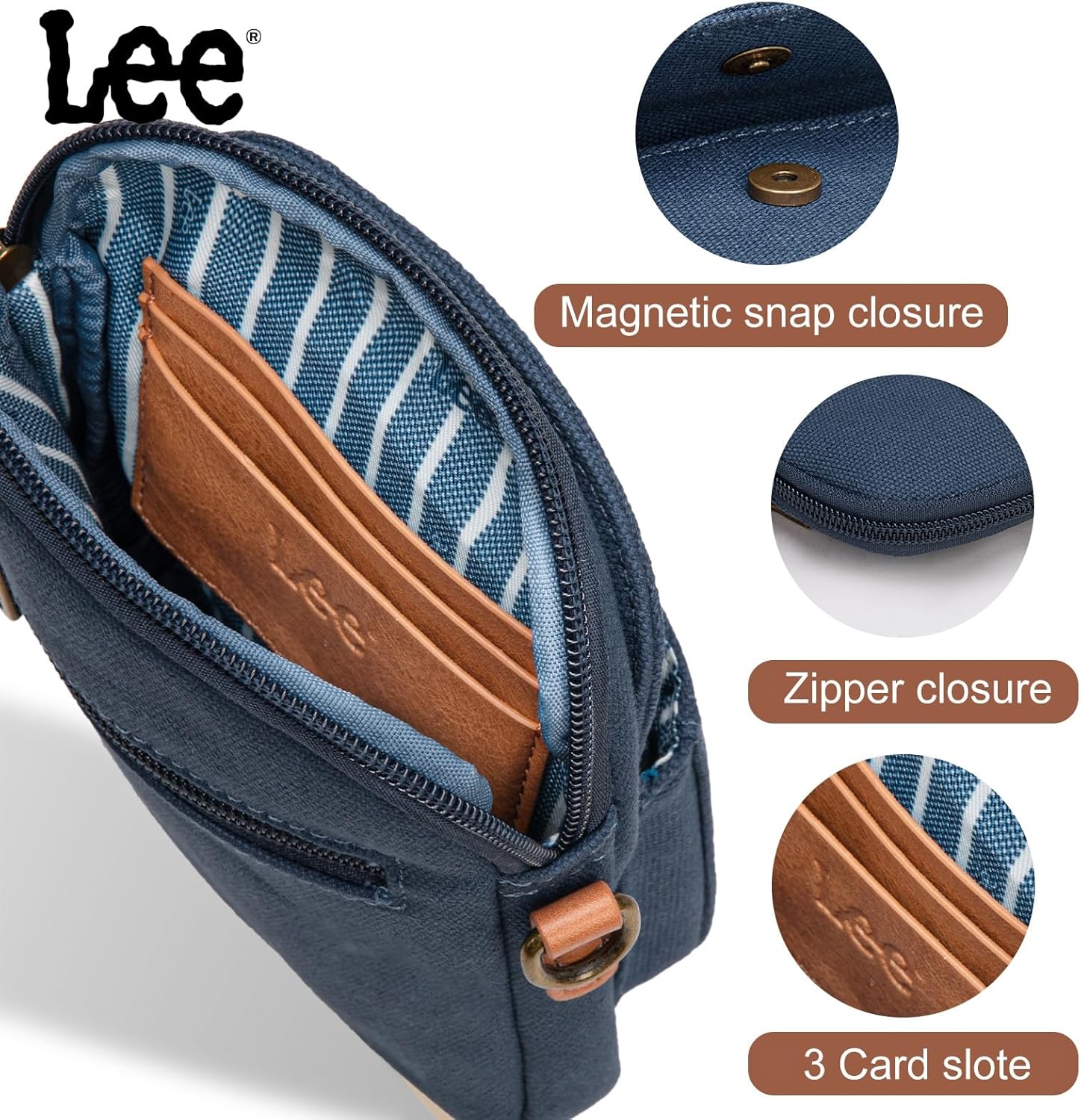 Montana West x Lee Small Crossbody Bags for Women, Denim Phone Purse & Travel Wallet with Card Slots Shoulder Bag - Image 5