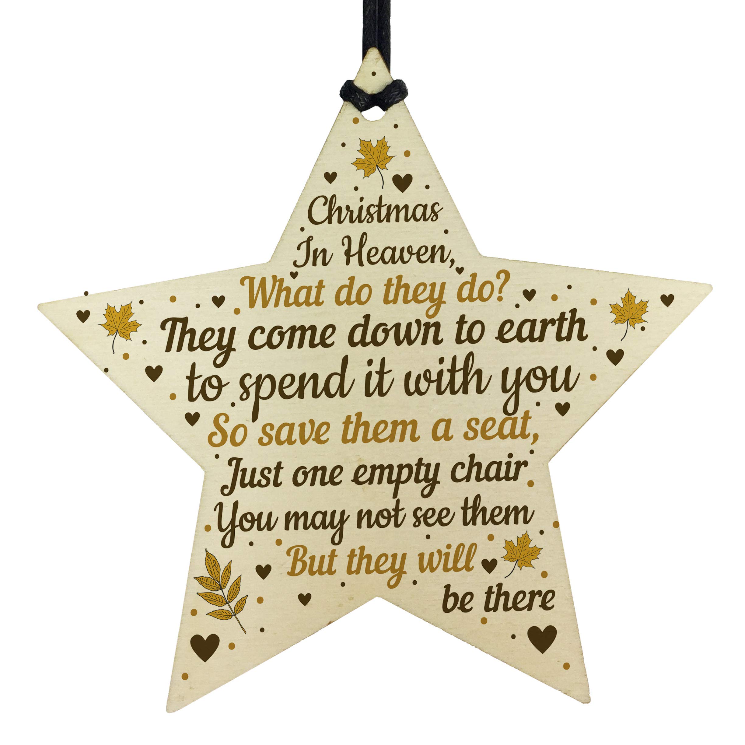 RED OCEAN Christmas Memorial Baubles Wooden Hanging STAR Tree Decoration Plaque Mum Nan Dad Grandad Tribute