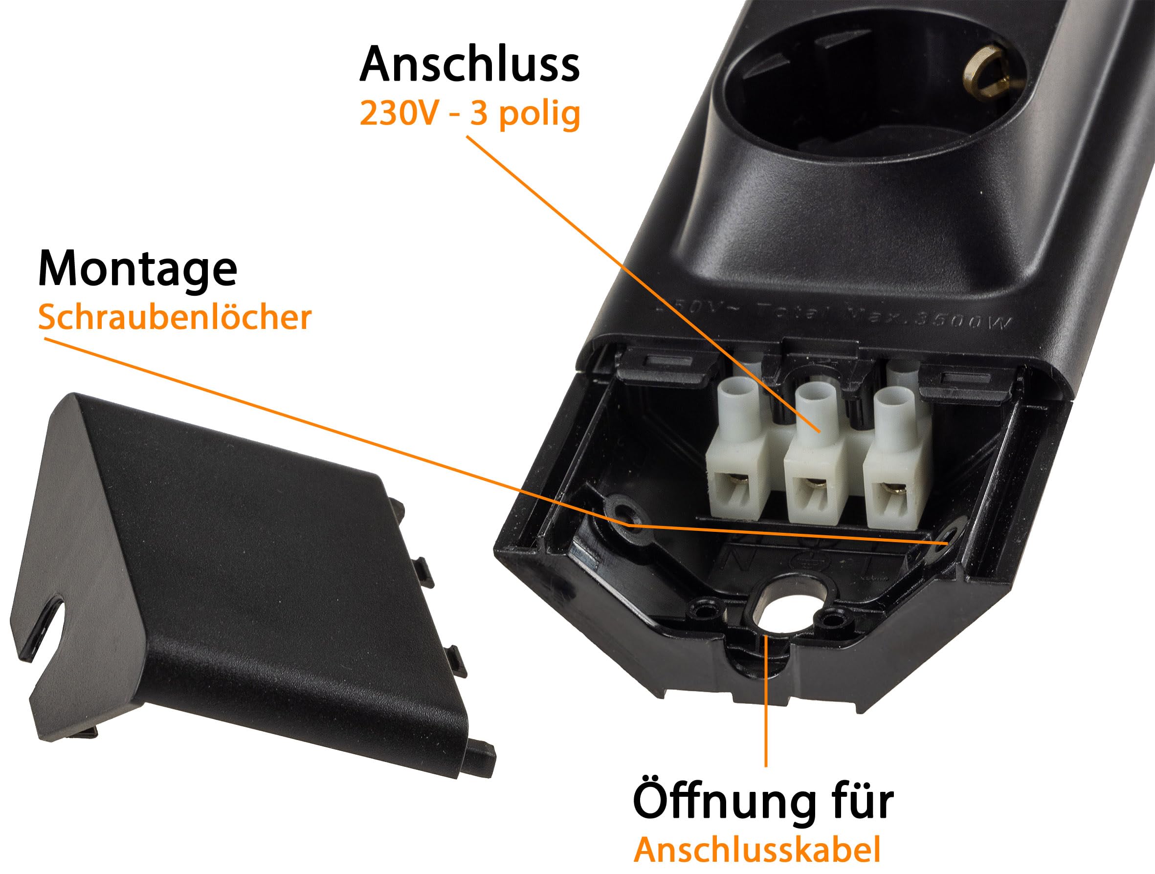 Lampada da sottopensile a LED "Arusha", lunghezza 60 cm, alluminio e plastica, corpo nero, con USB A+C, luce bianca neutra, interruttore della luce separato