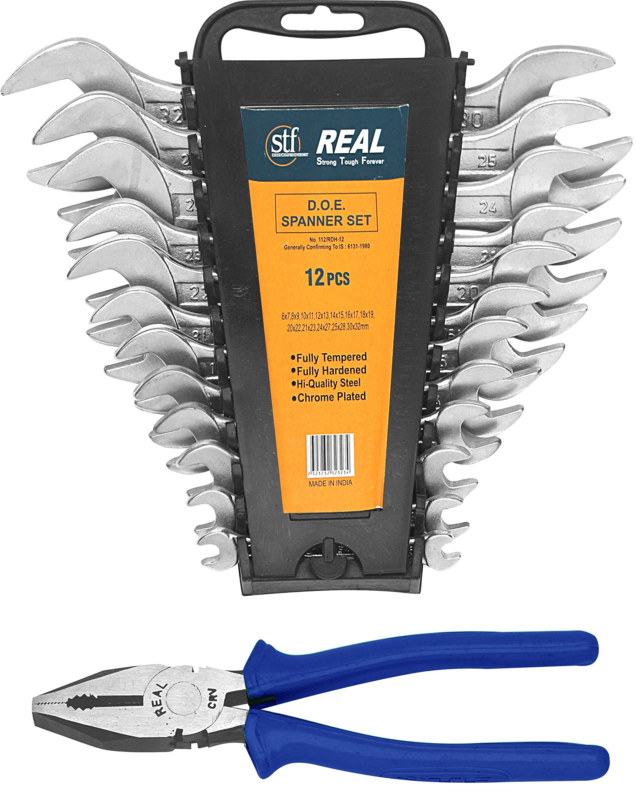 Real Heavy Duty Double Open End (D.O.E) 12 Pcs. Set with Hanging Tray and Plier (B076BHZRMK) Amazon Price History, Amazon Price Tracker
