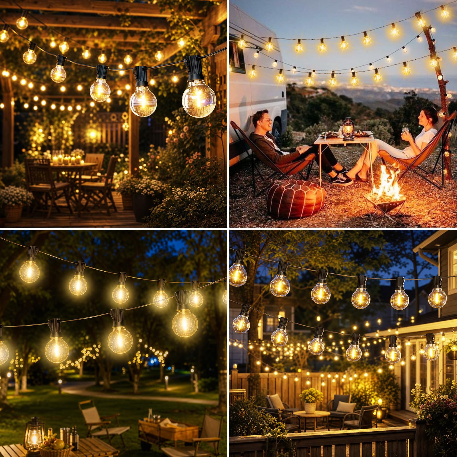Hoteril Catena Luminosa Esterno Solare 15M Luci Da Esterno Giardino G40 | 19+2 Lampadine Luci Solari Da Giardino IP65 Impermeabili Luci Da Esterno 8 Modalità & Timer Per Balcone Gazebo Patii e Feste