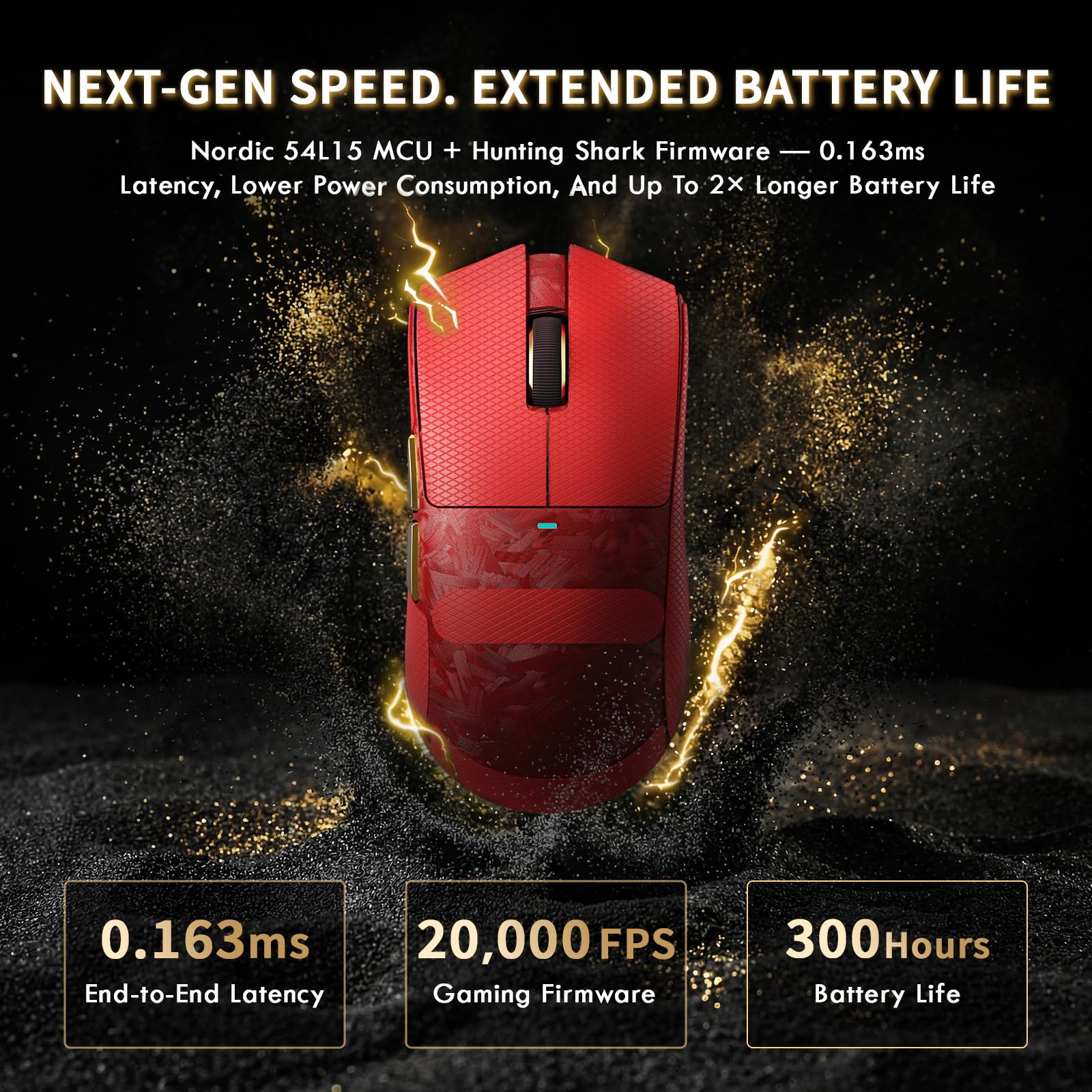 ATTACK SHARK X11 Ultra Souris Gaming sans Fil avec Câble LED C06 Ultra, Coque Composite Fibre de Carbone,54L15 MCU, PAW3950MAX, 8000Hz, BT/2.4G/Filaire,42000 DPI (Rouge-B)