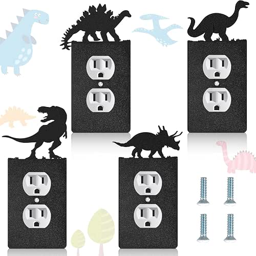 Peryiter 4 Pcs Dinosaur Light Switch Cover Wall Plate Outlet