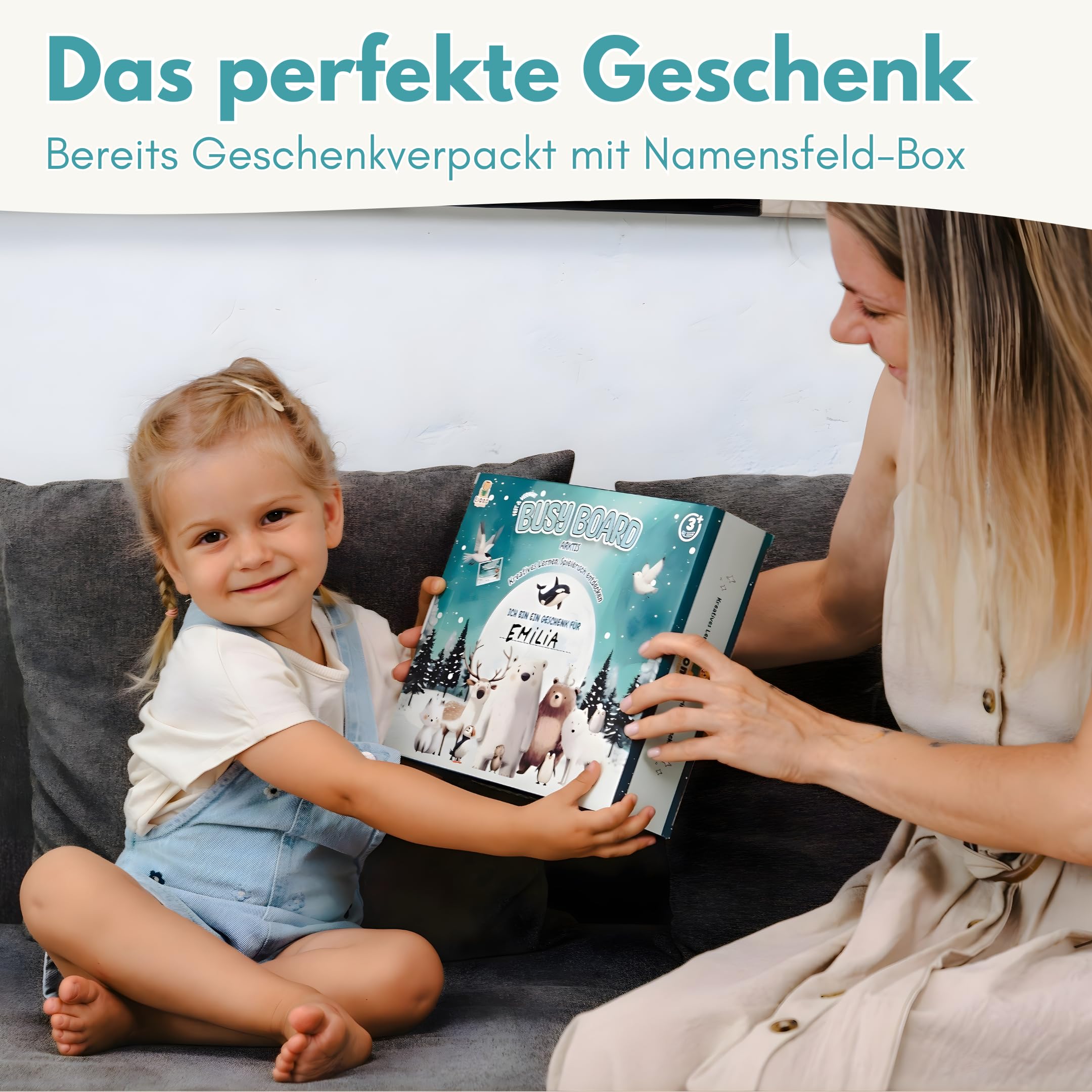 Lion’s Collection Montessori Busy Board Deutsch ab 3 Jahre – Busy Book & Activity Board für Kinder – Motorikbuch & Lernbuch – Reisespielzeug für Auto, Zug & Flugzeug