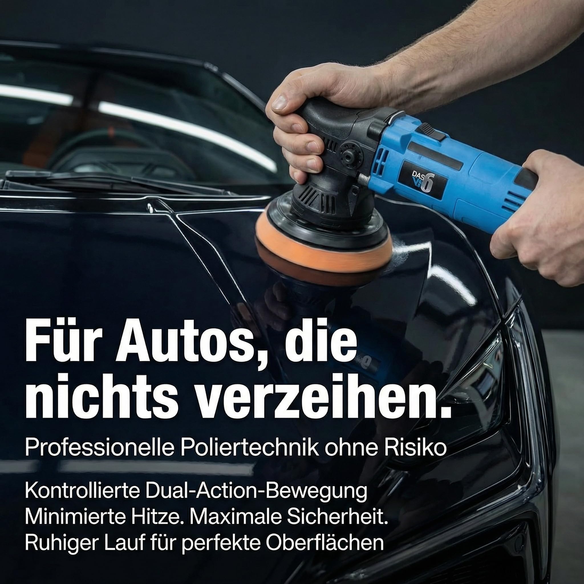 V2 Exzenterpolierer Auto 650 W – Dual Action Poliermaschine mit 6 Geschwindigkeitsstufen, passend für 13 cm & 15 cm Polierpads, Detailing-Set zur Lackaufbereitung & Kratzerreduzierung
