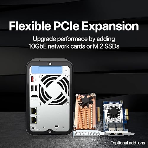 Miniatura 11 de QNAP TS-664-8G-US NAS de escritorio de alto rendimiento de 6 bahías con procesador Intel Celeron Quad-Core, ranuras PCIe M.2 y conectividad de red