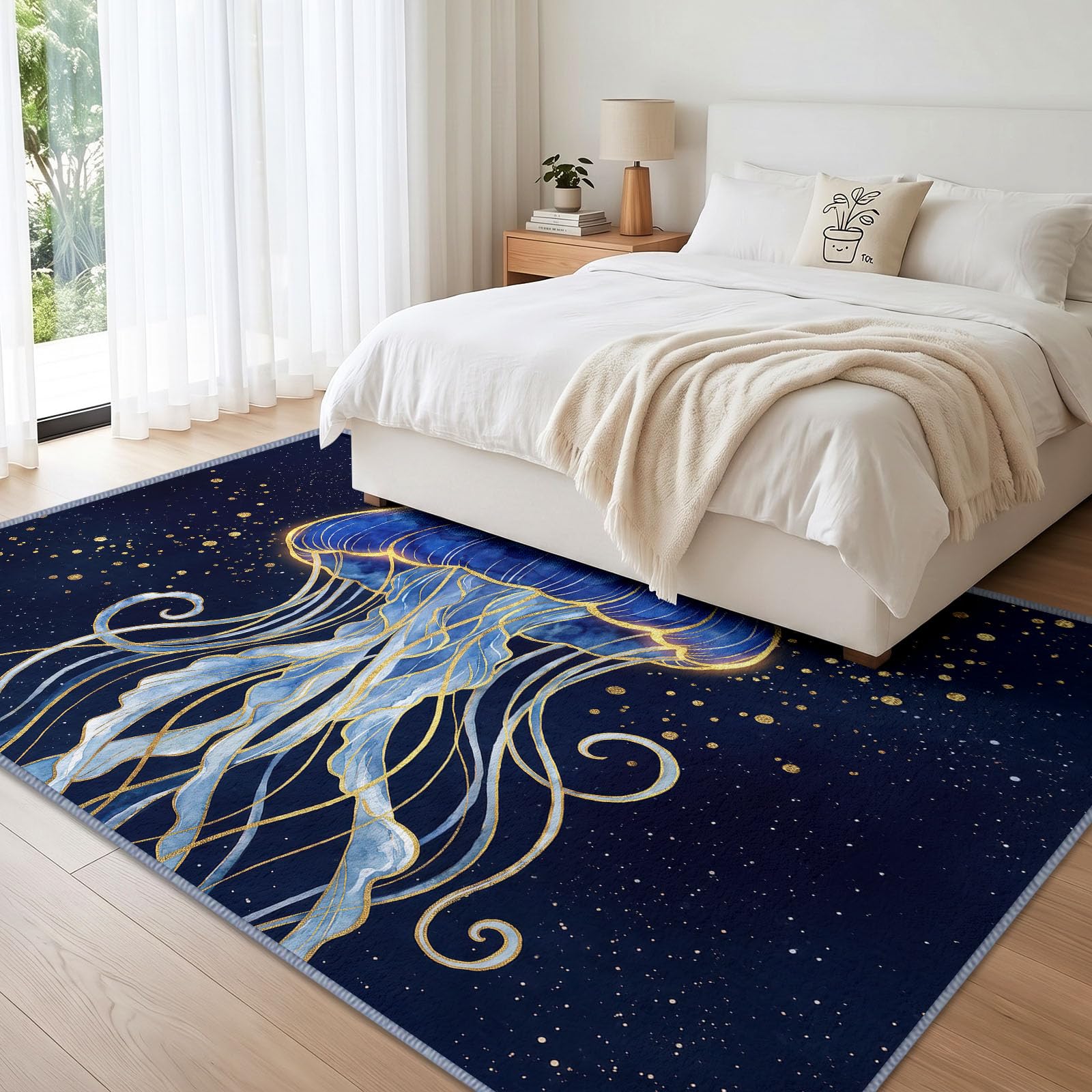 Générique Animaux Méduse Tapis Salon Lavable Grand 120 x 170 cm